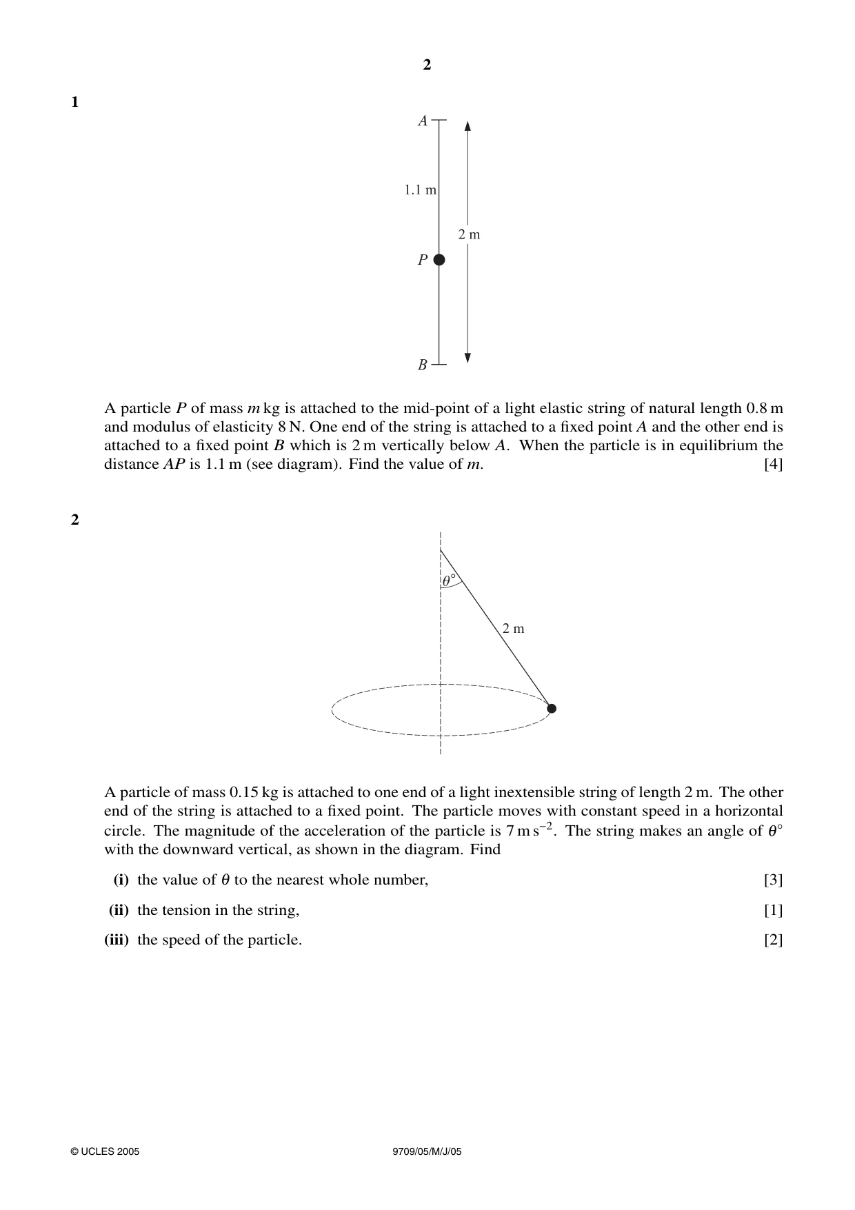 Cambridge A Level Mathematics 9709 2005 May/June Paper 5 · Variant 1 question paper, page 2 of 8