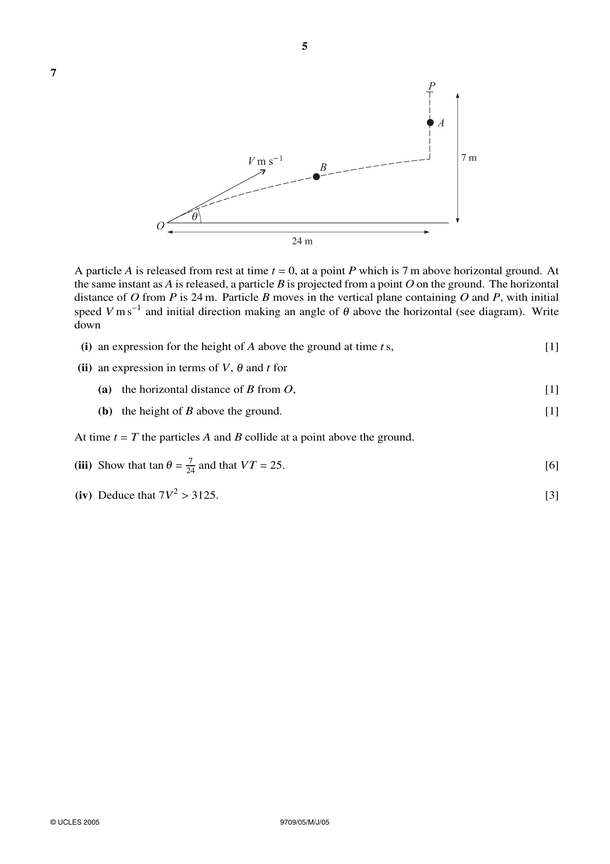 Cambridge A Level Mathematics 9709 2005 May/June Paper 5 · Variant 1 question paper, page 5 of 8