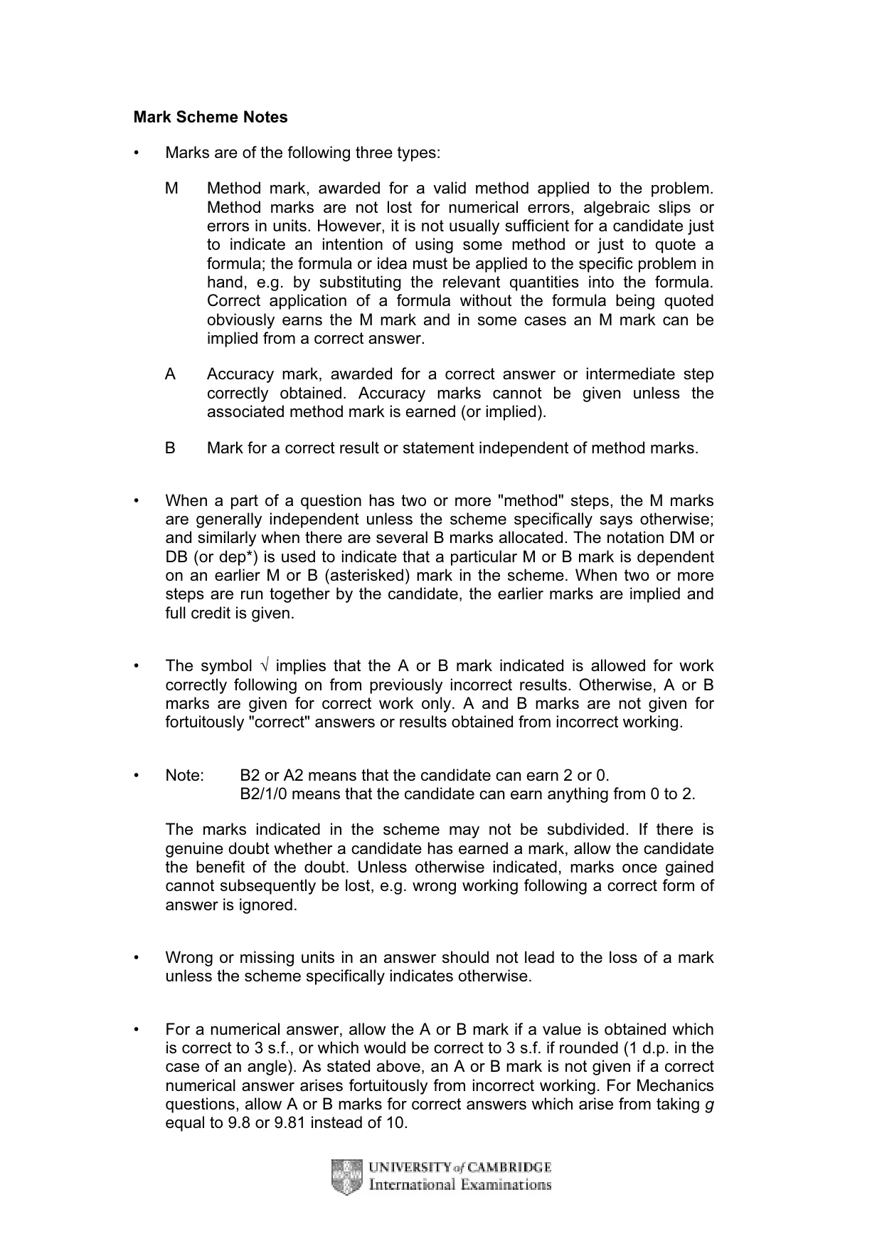 Mark scheme, page 2 of 7