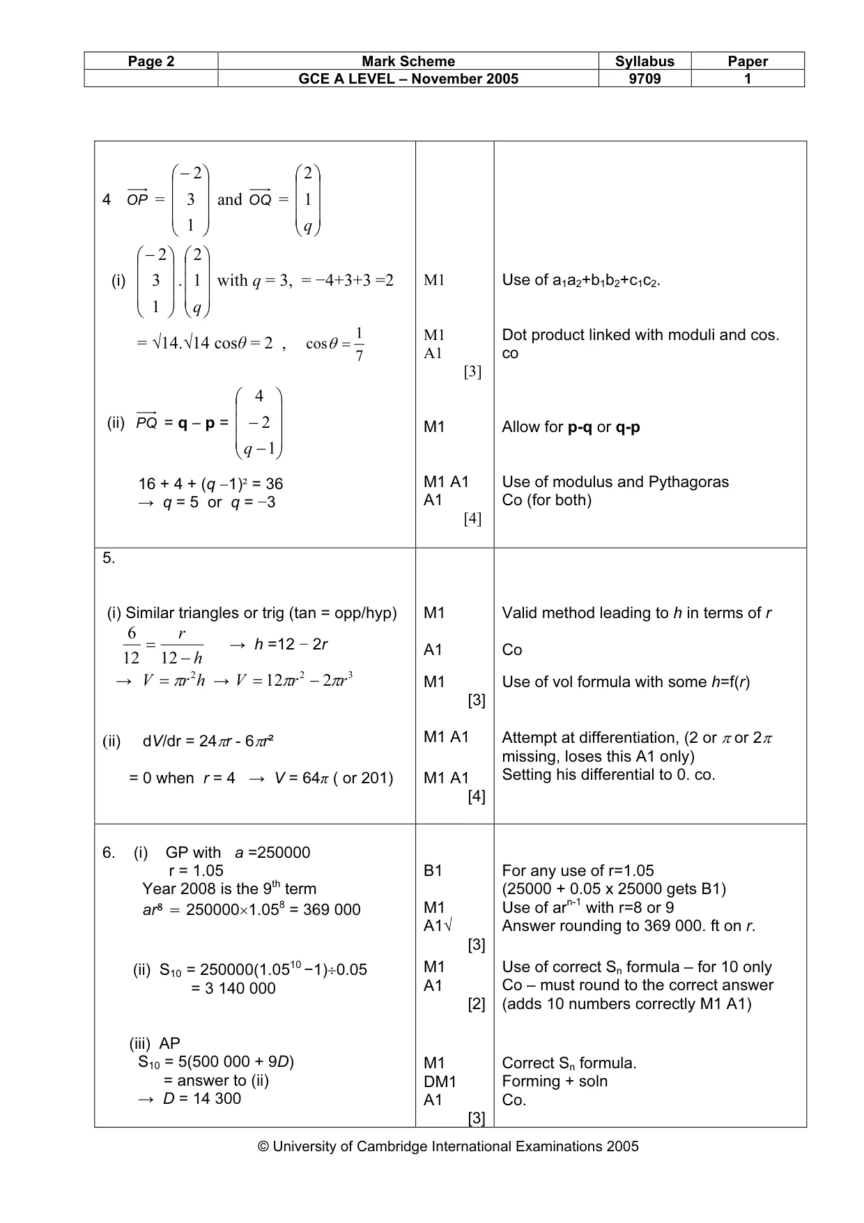 Mark scheme, page 5 of 7