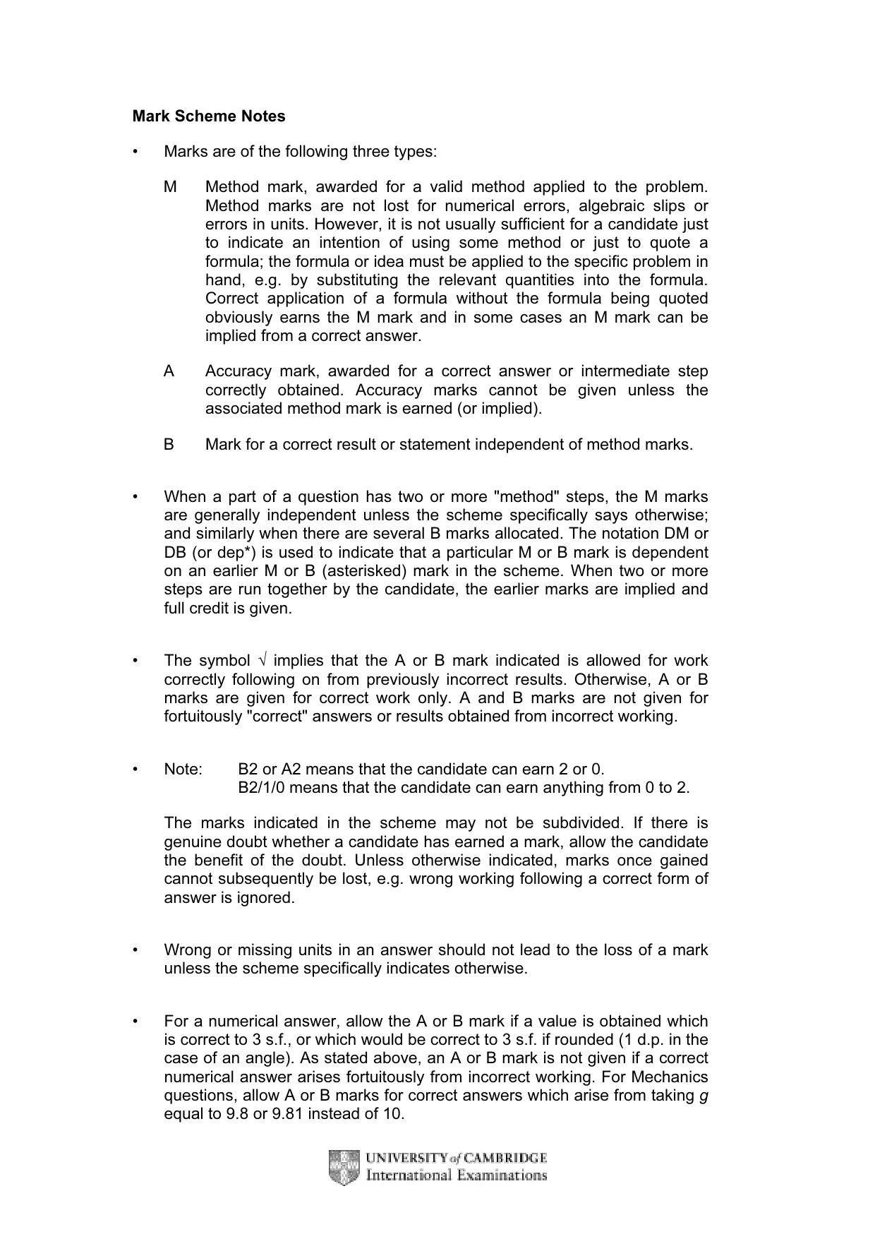Mark scheme, page 2 of 6