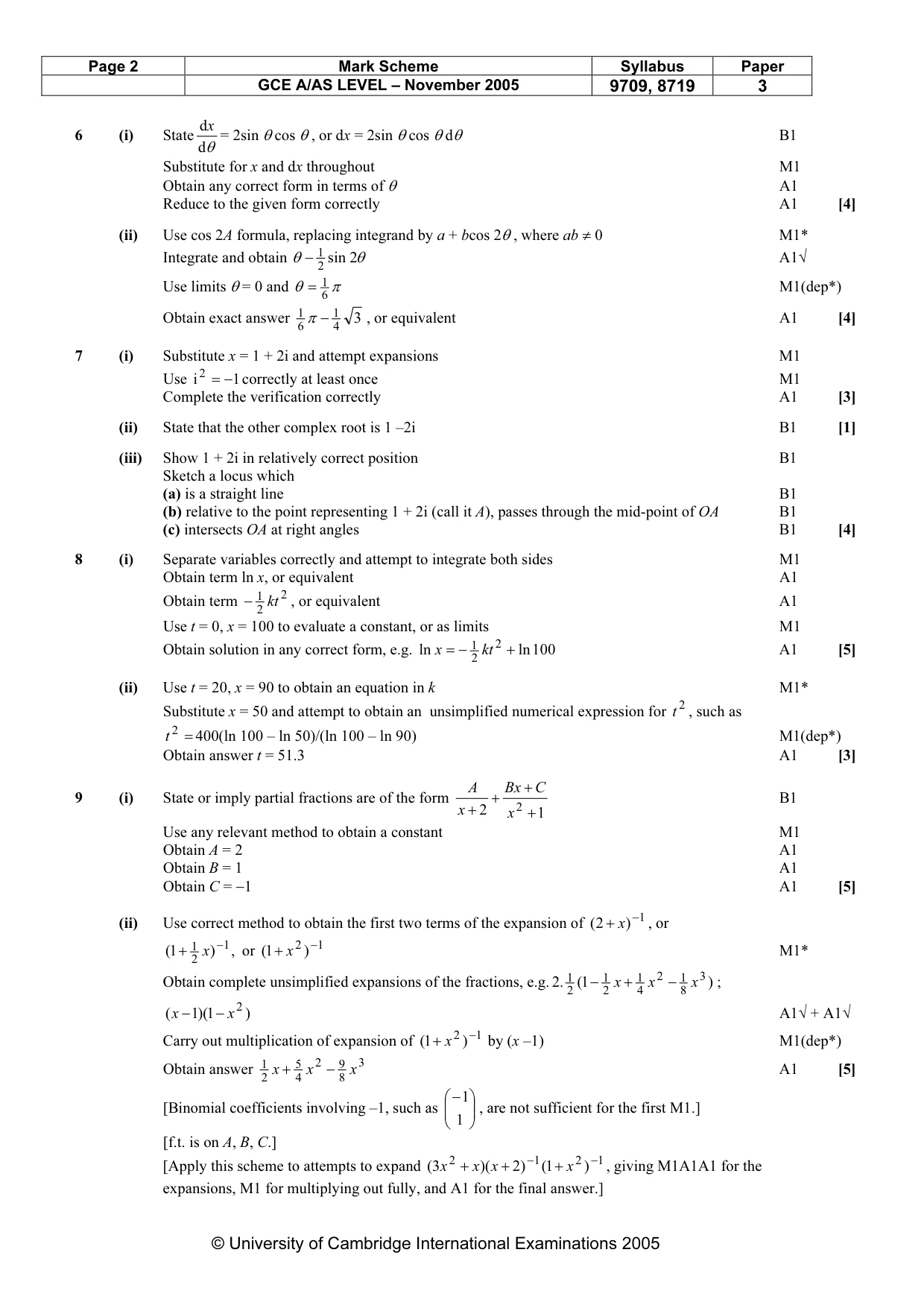 Mark scheme, page 5 of 6