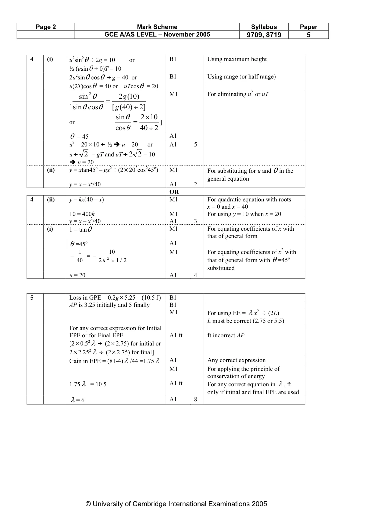 Mark scheme, page 5 of 6