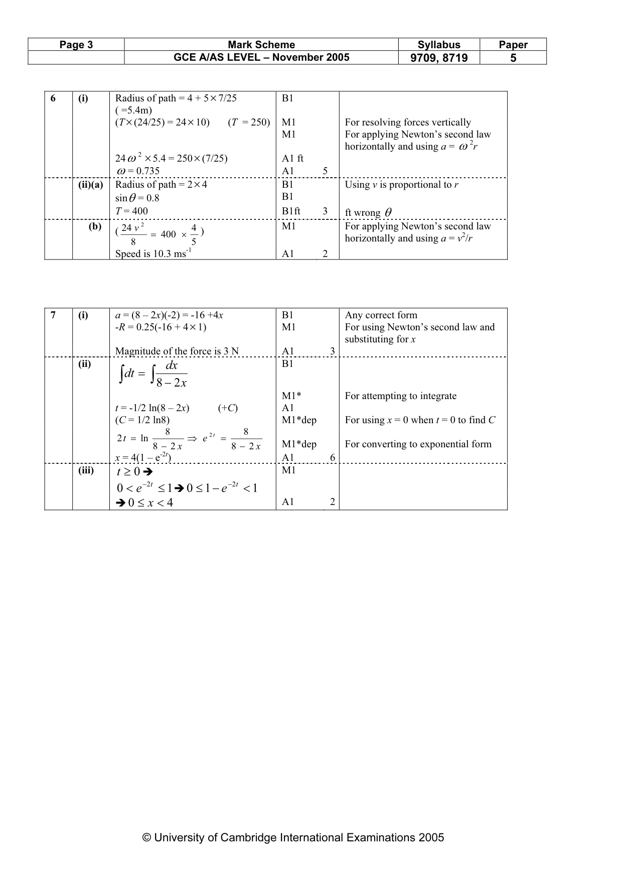 Mark scheme, page 6 of 6
