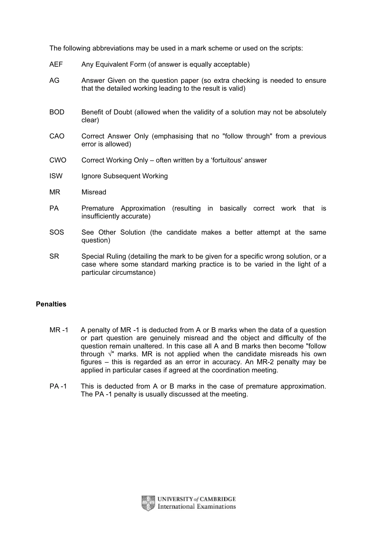 Mark scheme, page 3 of 5