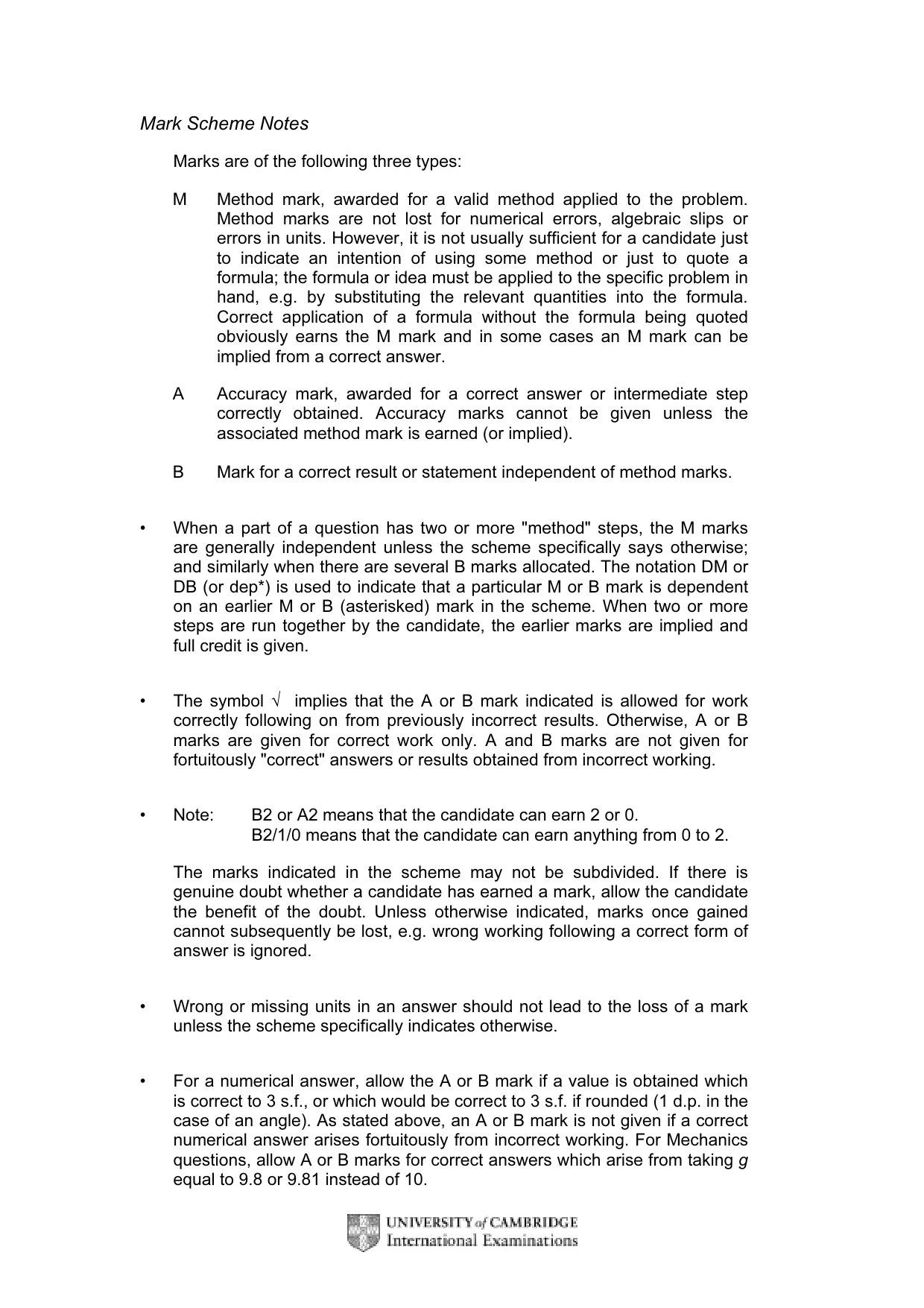 Mark scheme, page 2 of 6
