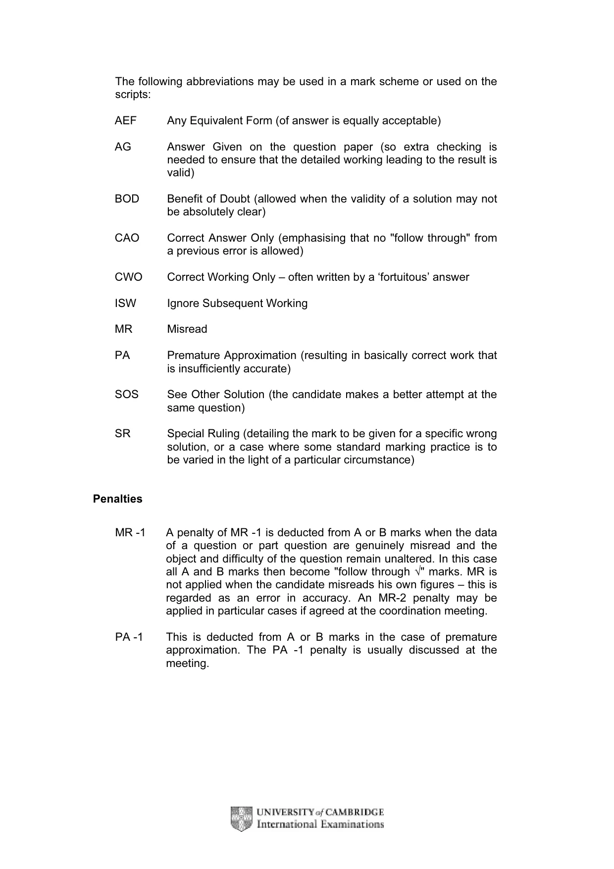 Mark scheme, page 3 of 6