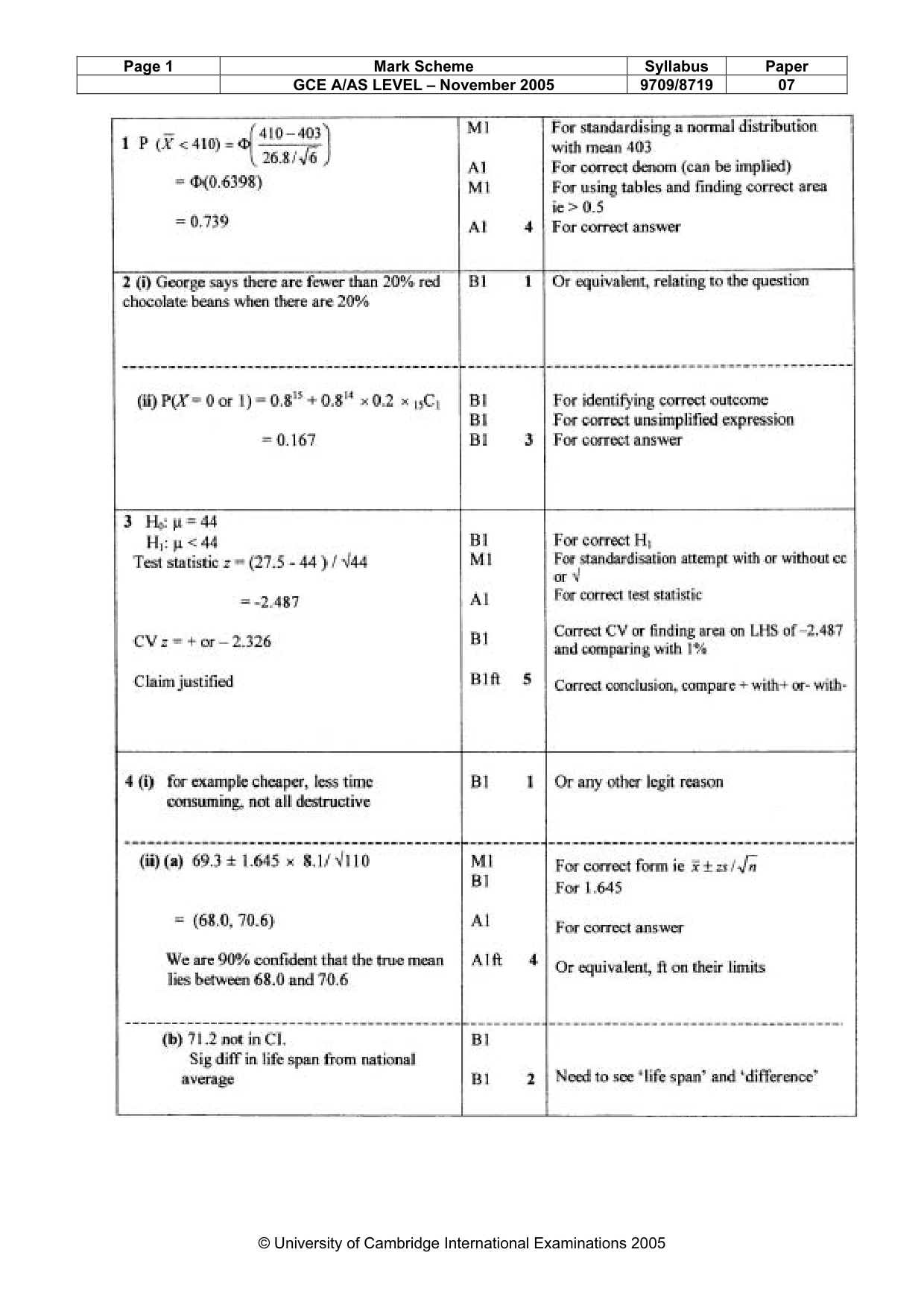 Mark scheme, page 4 of 6