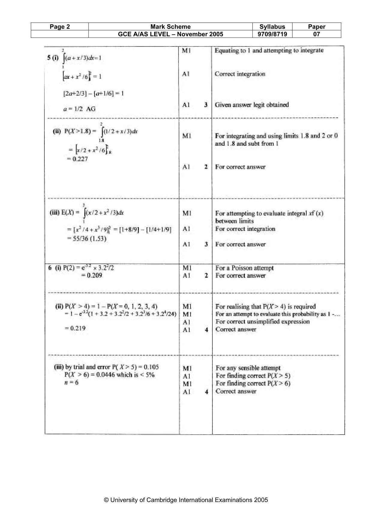 Mark scheme, page 5 of 6