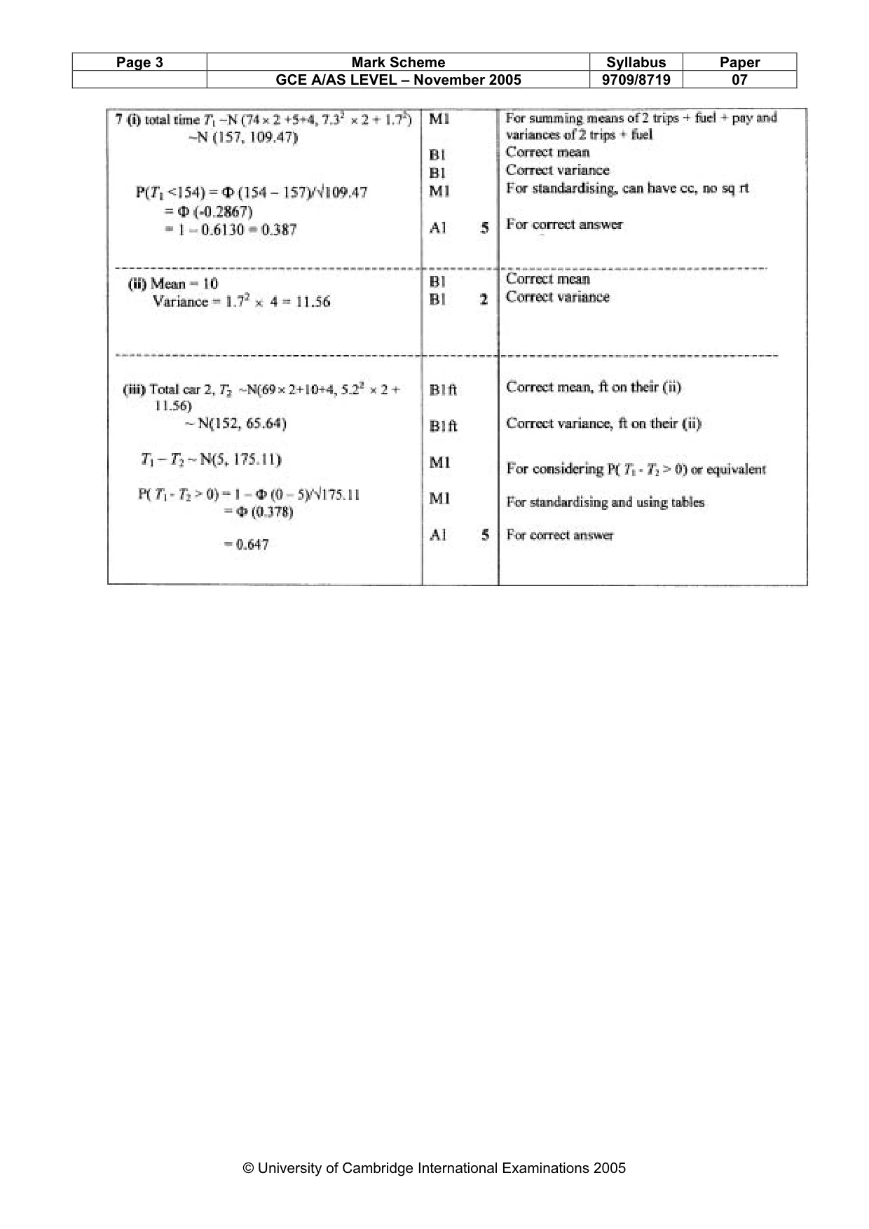 Mark scheme, page 6 of 6