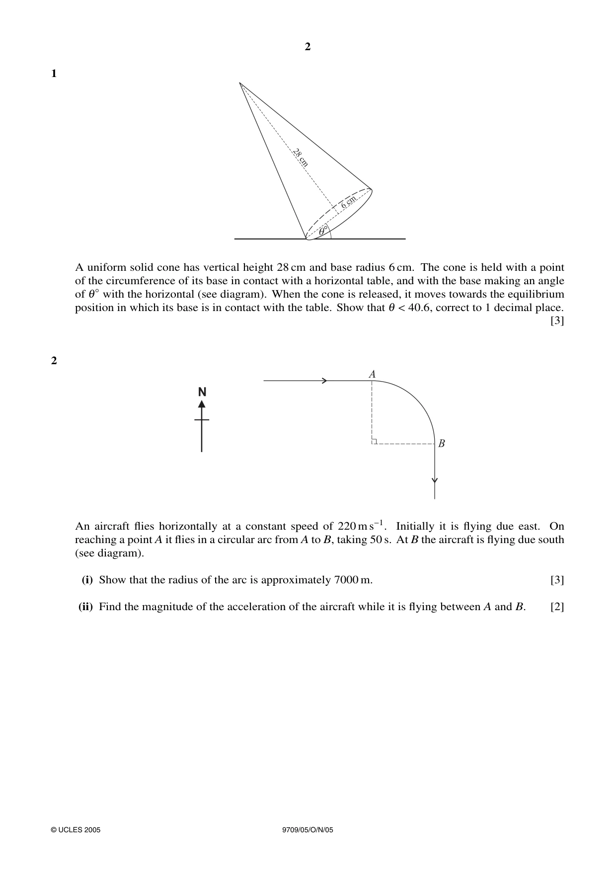 Cambridge A Level Mathematics 9709 2005 Oct/Nov Paper 5 · Variant 1 question paper, page 2 of 4