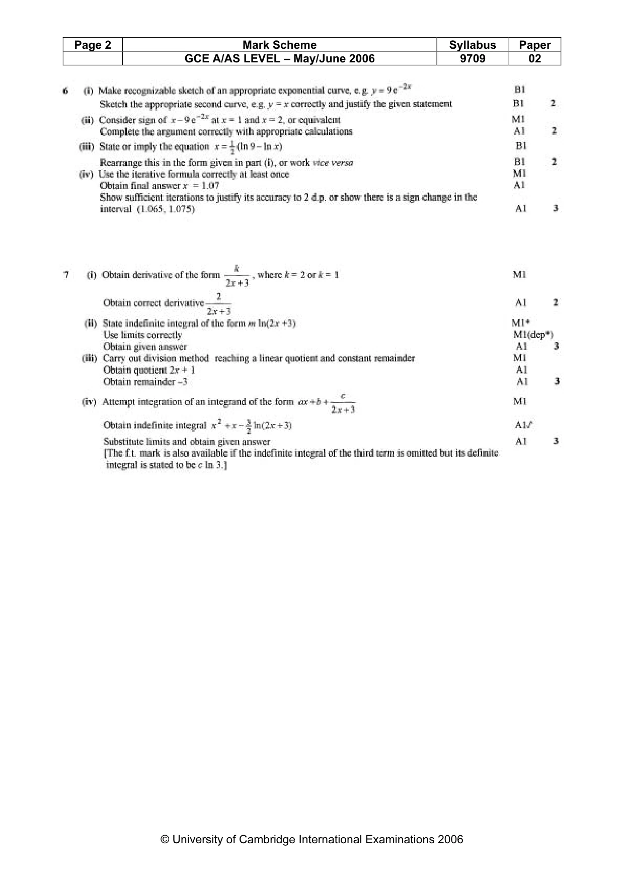 Mark scheme, page 5 of 5