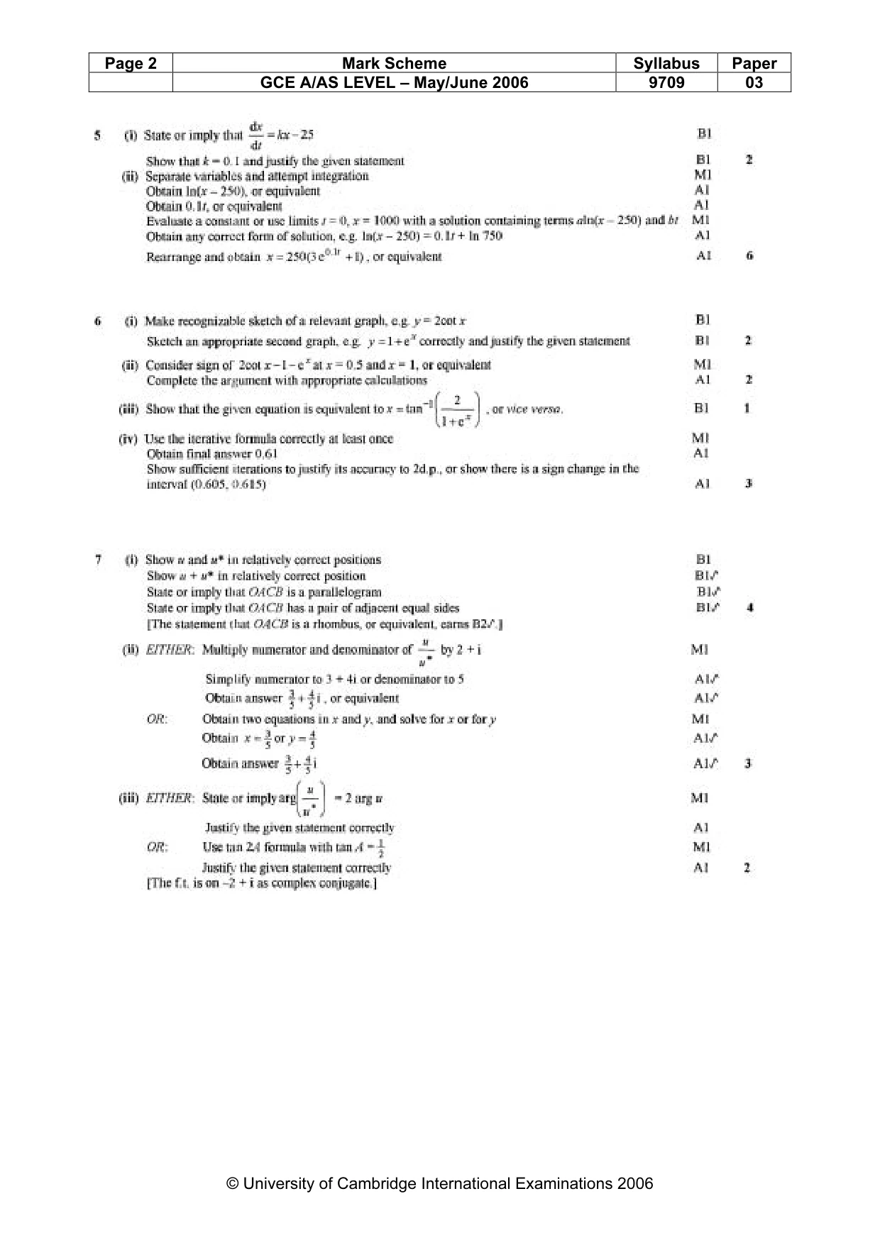 Mark scheme, page 5 of 7