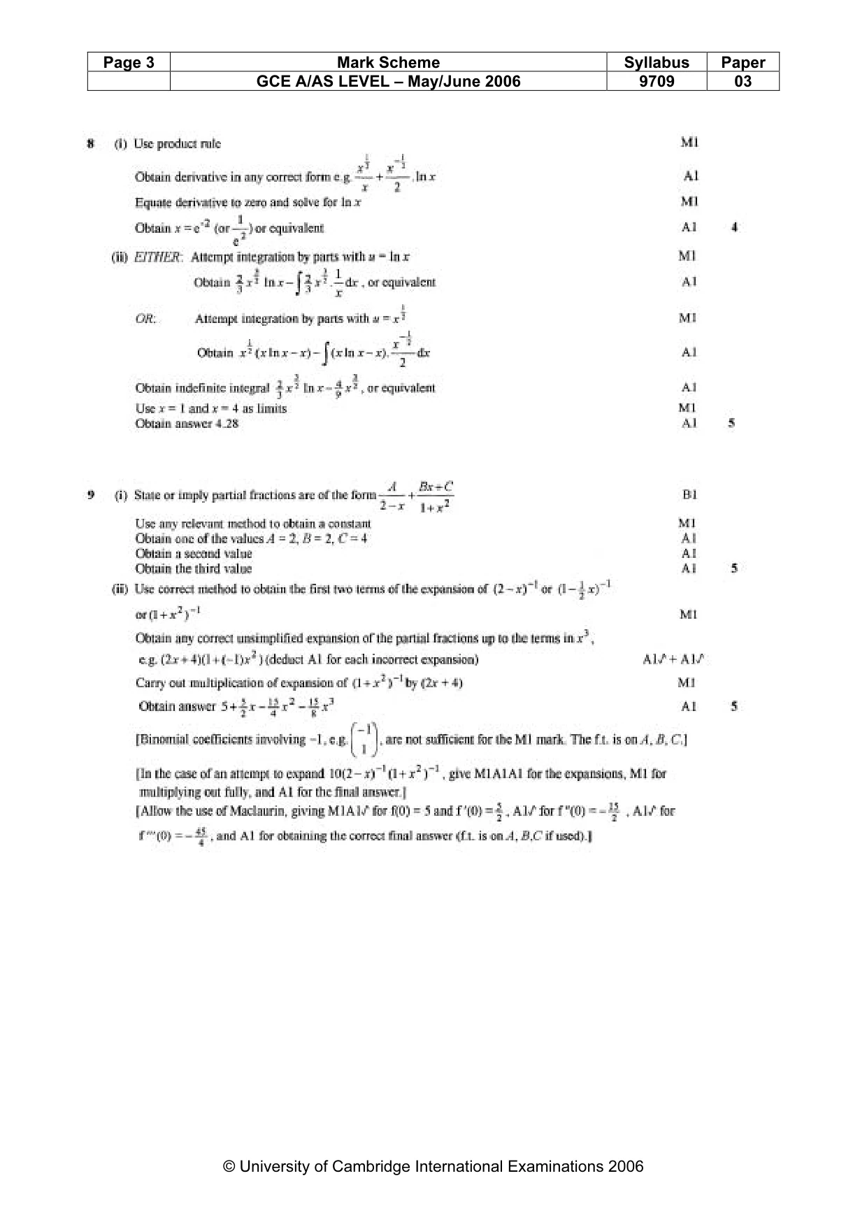 Mark scheme, page 6 of 7