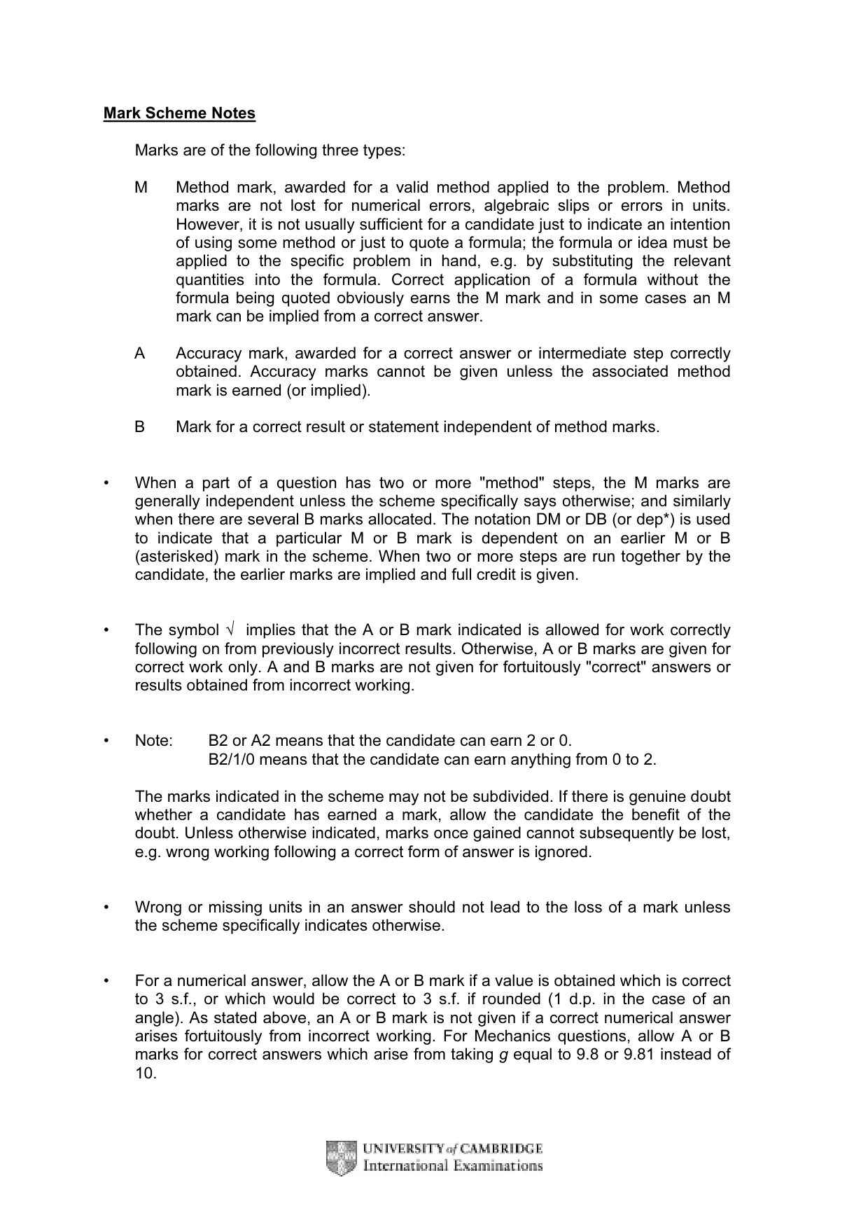 Mark scheme, page 2 of 6