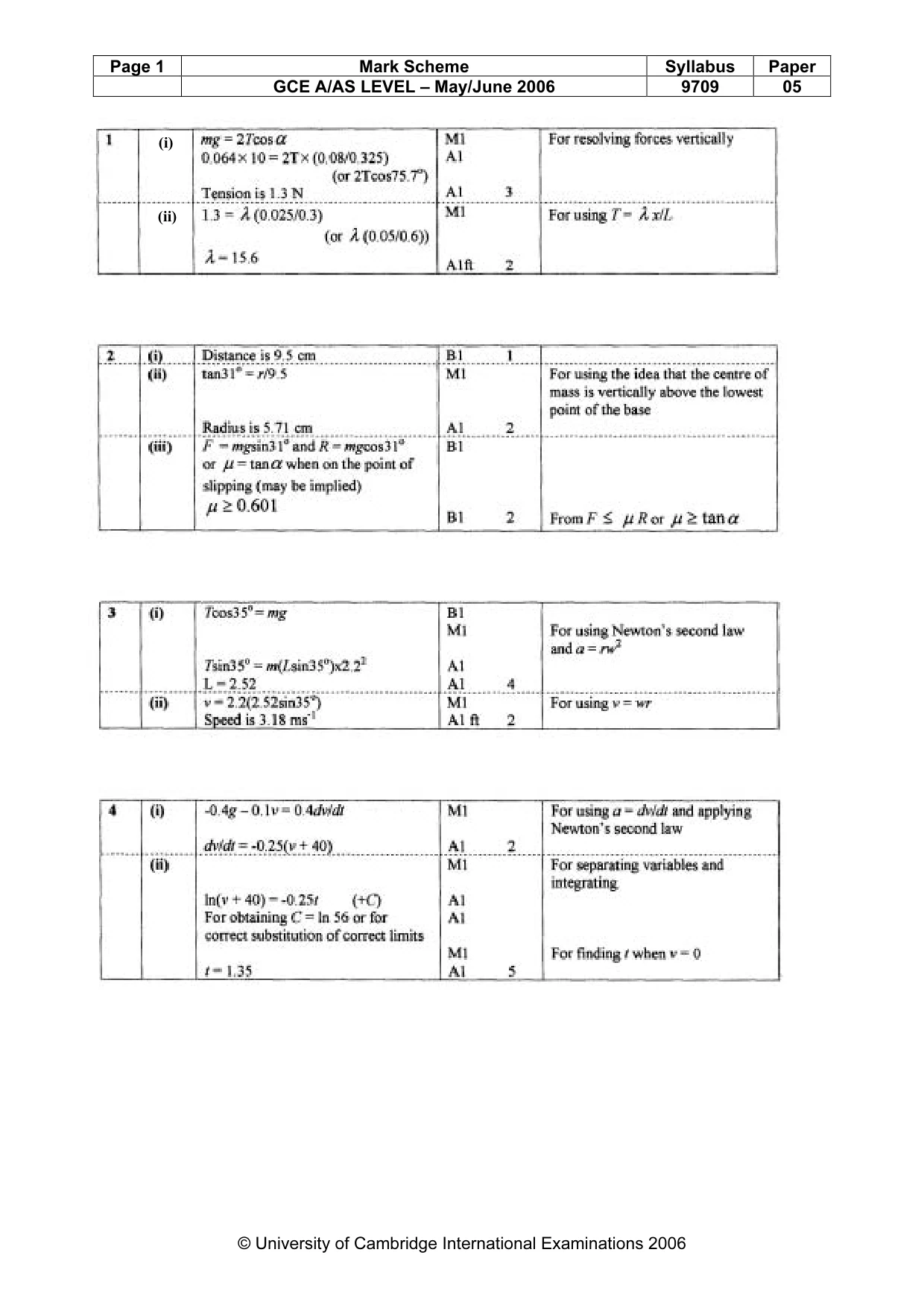 Mark scheme, page 4 of 6