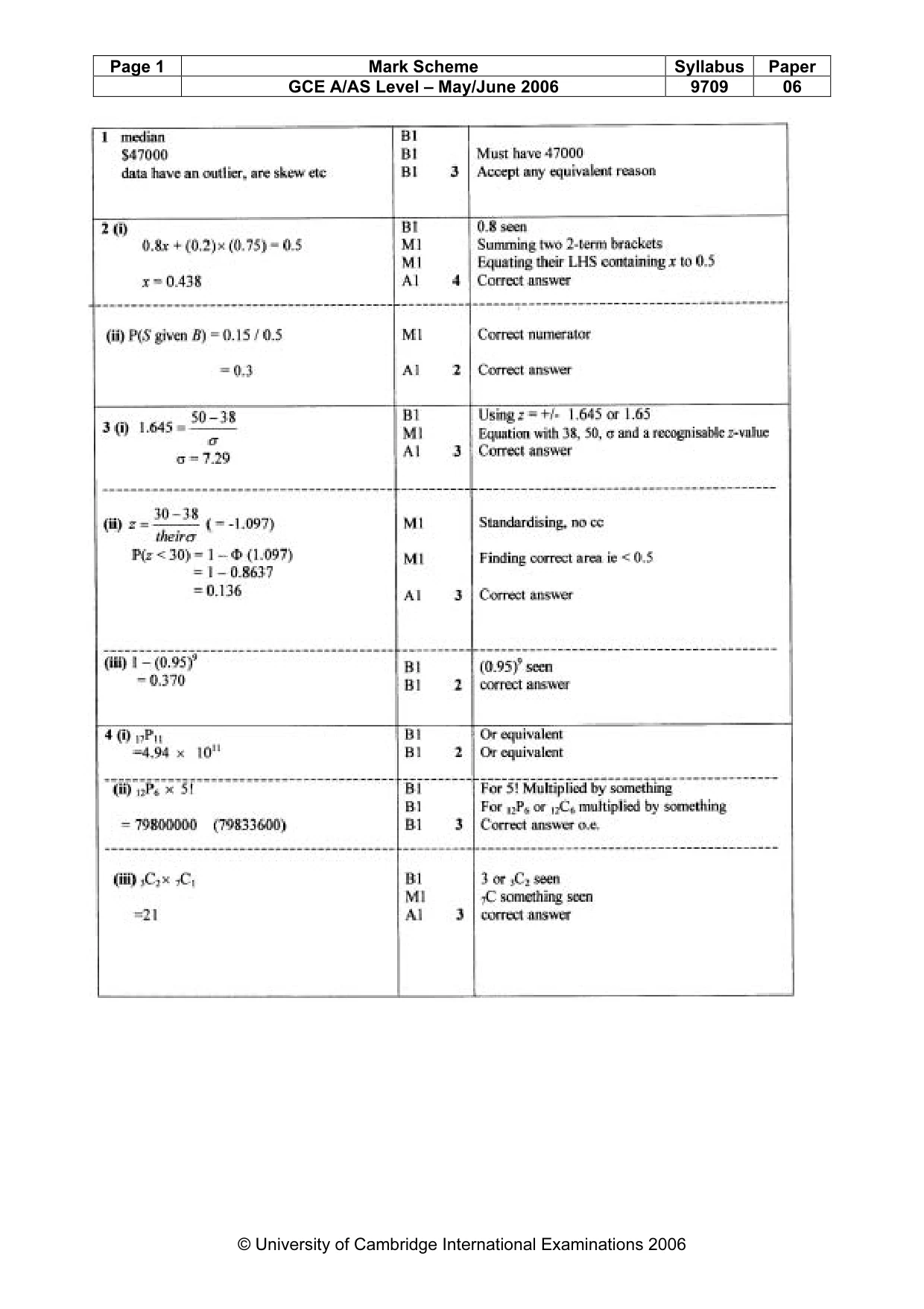 Mark scheme, page 4 of 5