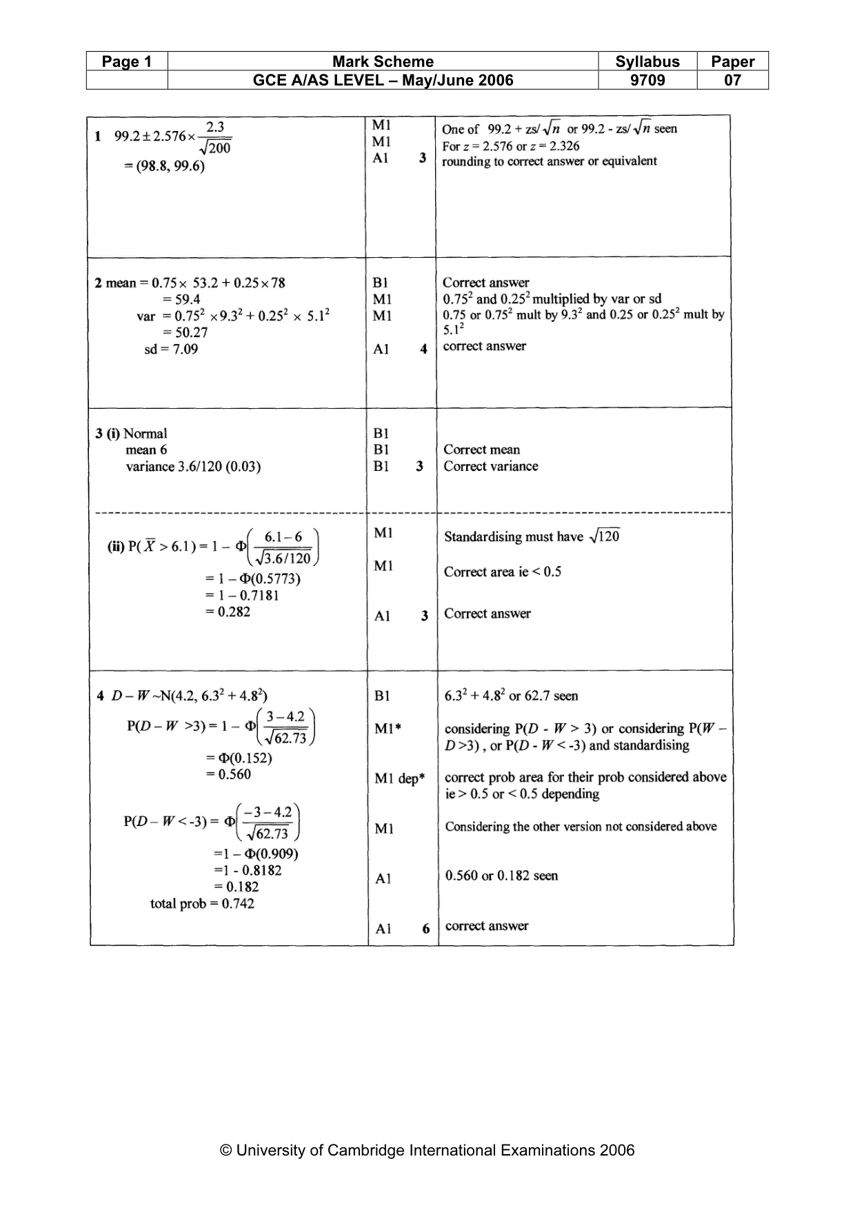 Mark scheme, page 4 of 6