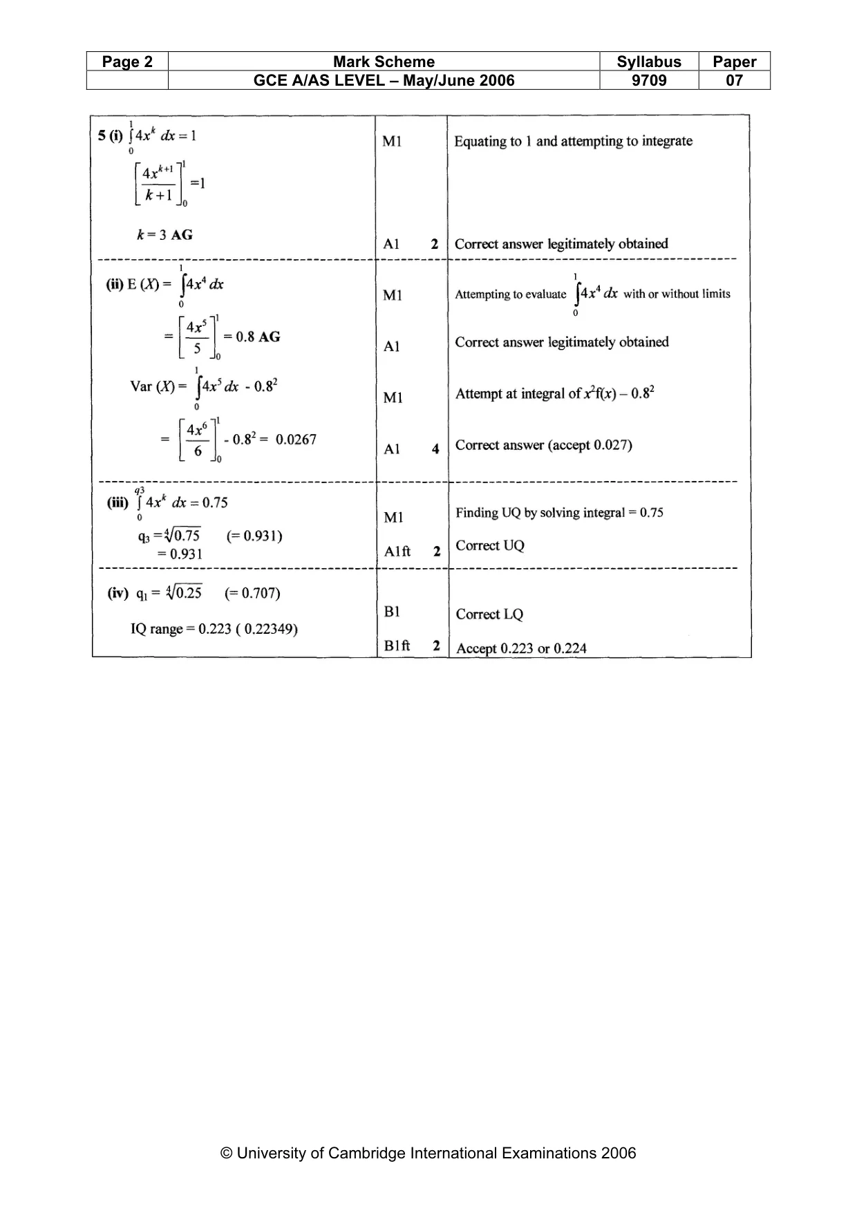 Mark scheme, page 5 of 6