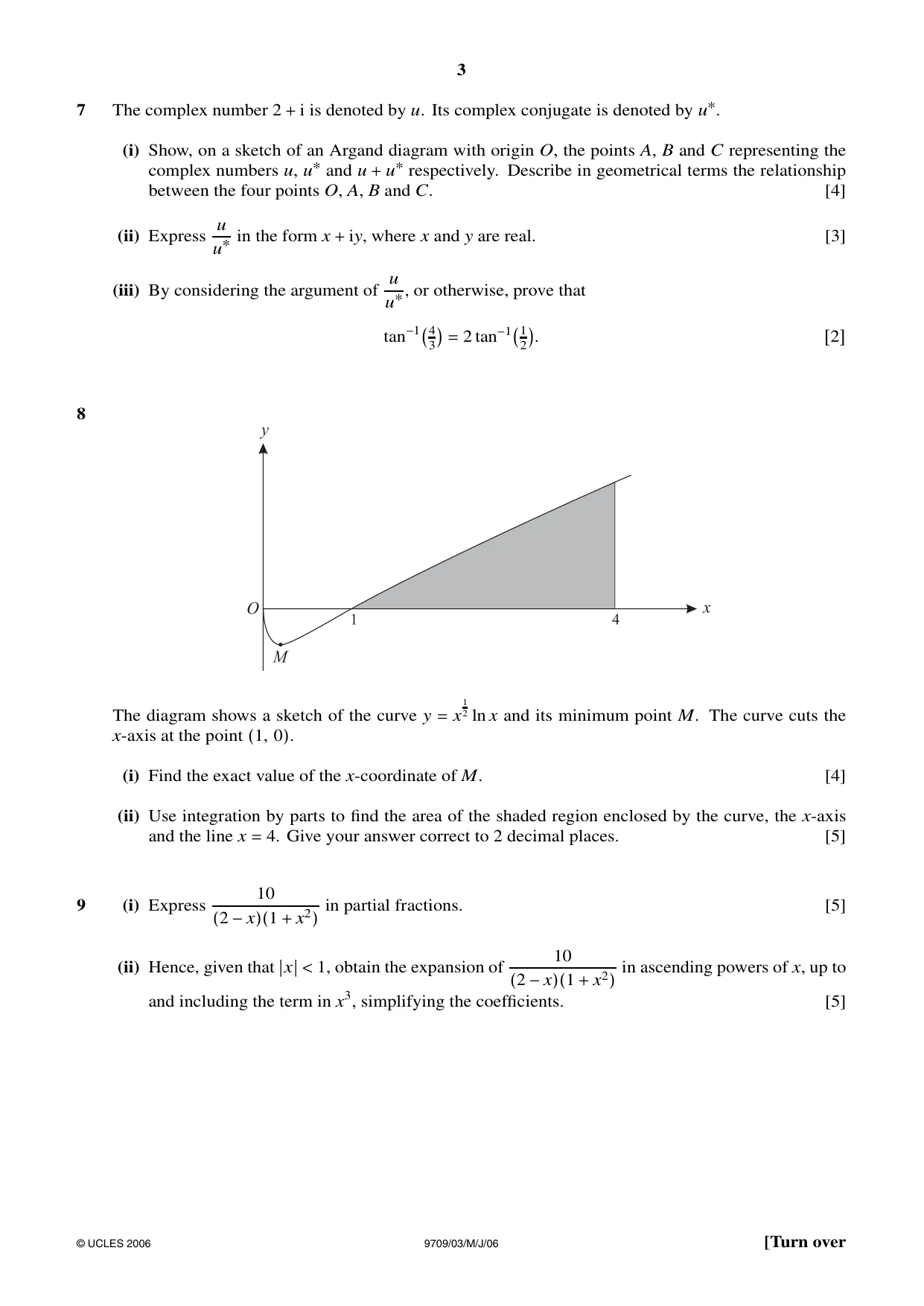 Cambridge A Level Mathematics 9709 2006 May/June Paper 3 · Variant 1 question paper, page 3 of 4
