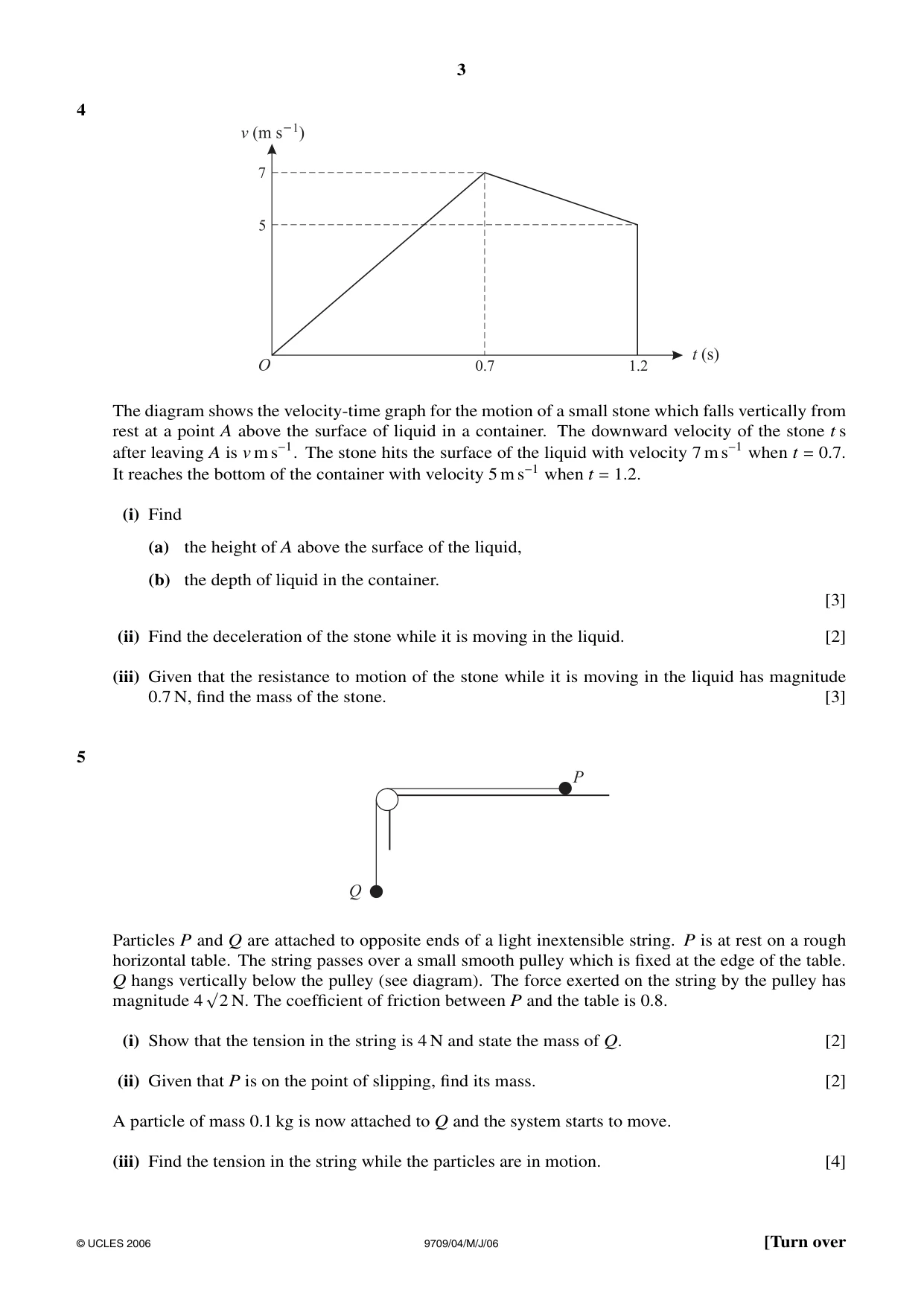 Cambridge A Level Mathematics 9709 2006 May/June Paper 4 · Variant 1 question paper, page 3 of 4