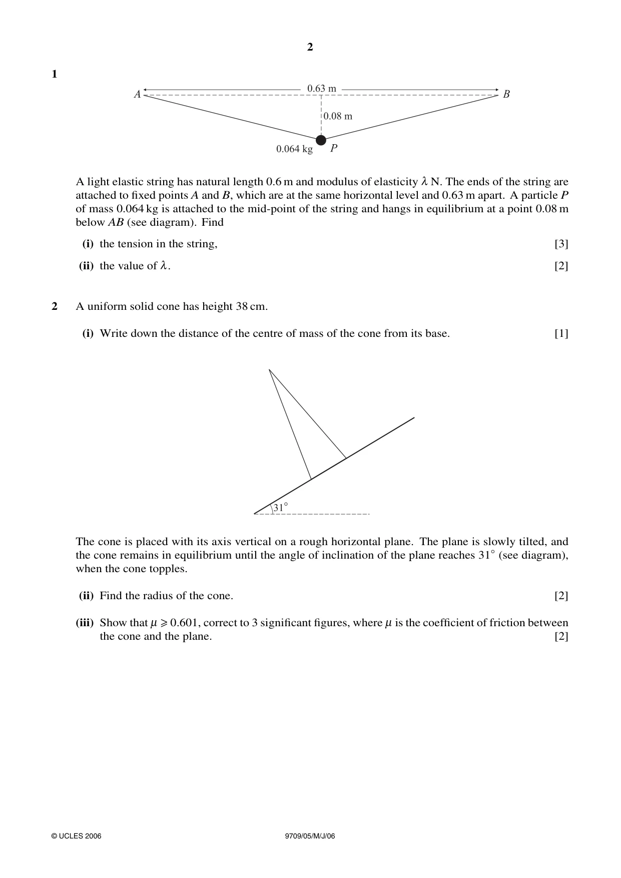 Cambridge A Level Mathematics 9709 2006 May/June Paper 5 · Variant 1 question paper, page 2 of 4