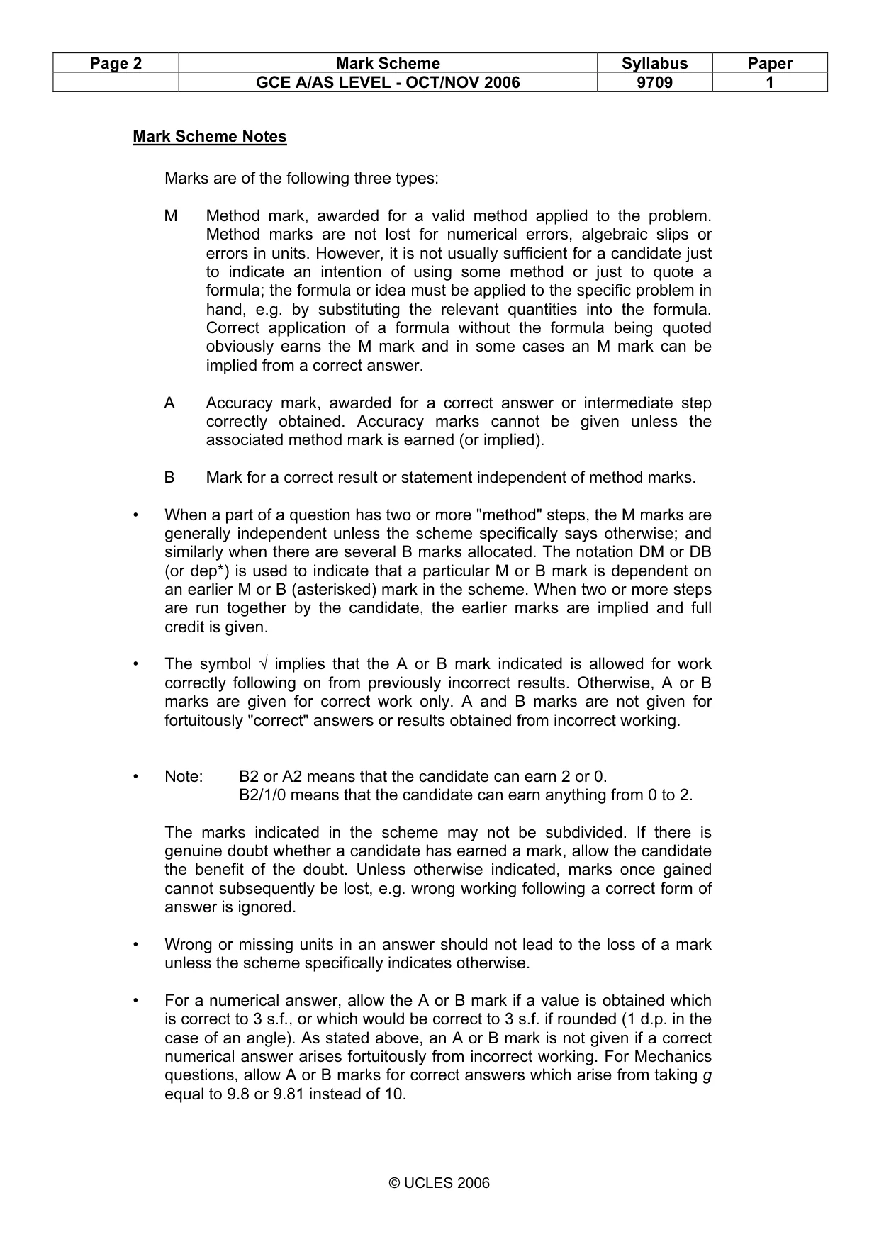 Mark scheme, page 2 of 6