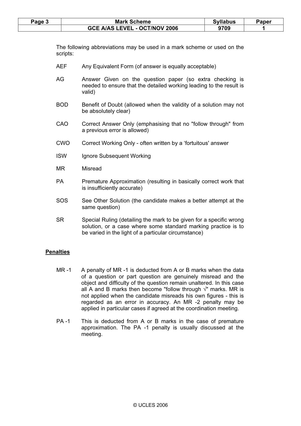 Mark scheme, page 3 of 6