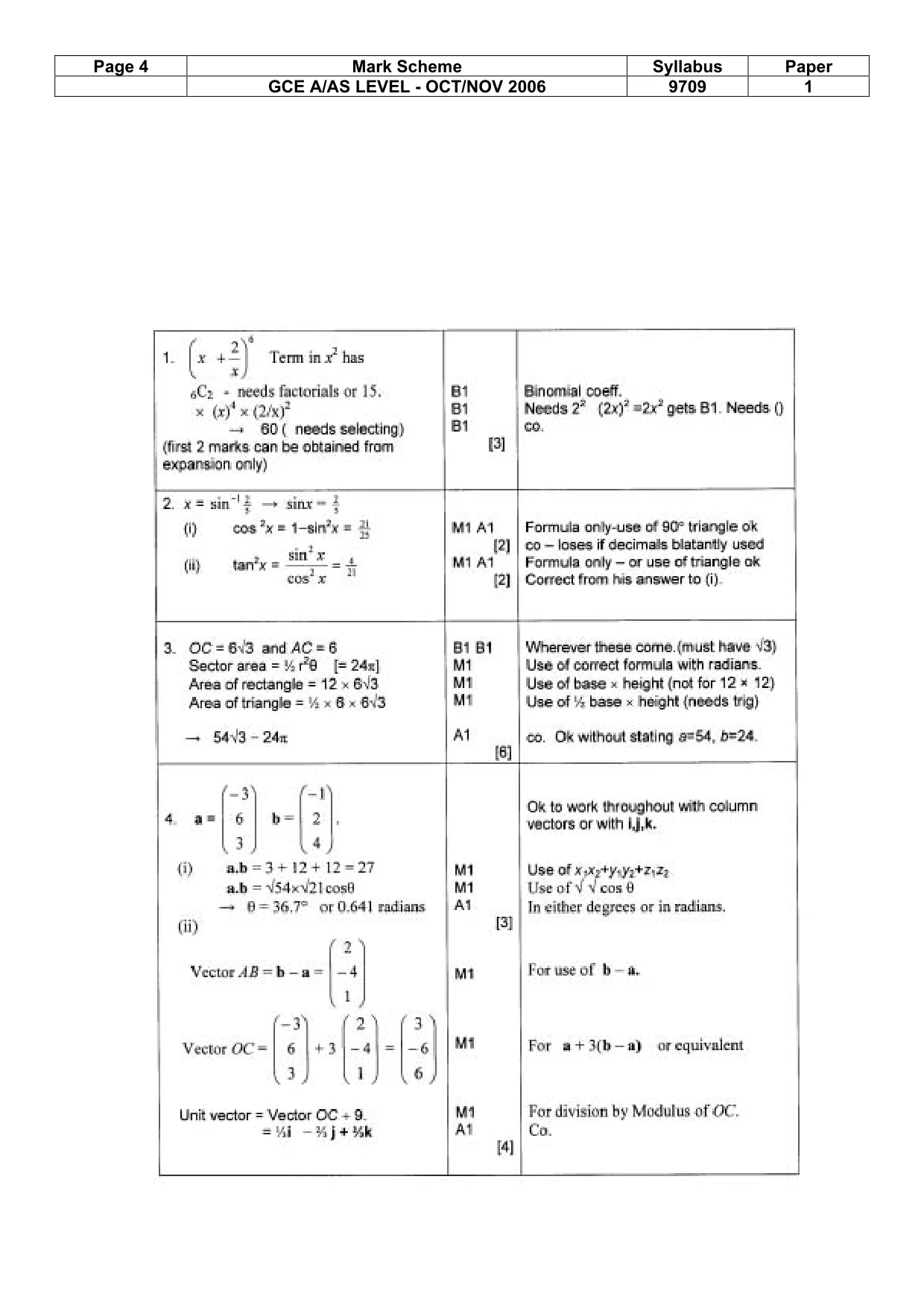 Mark scheme, page 4 of 6