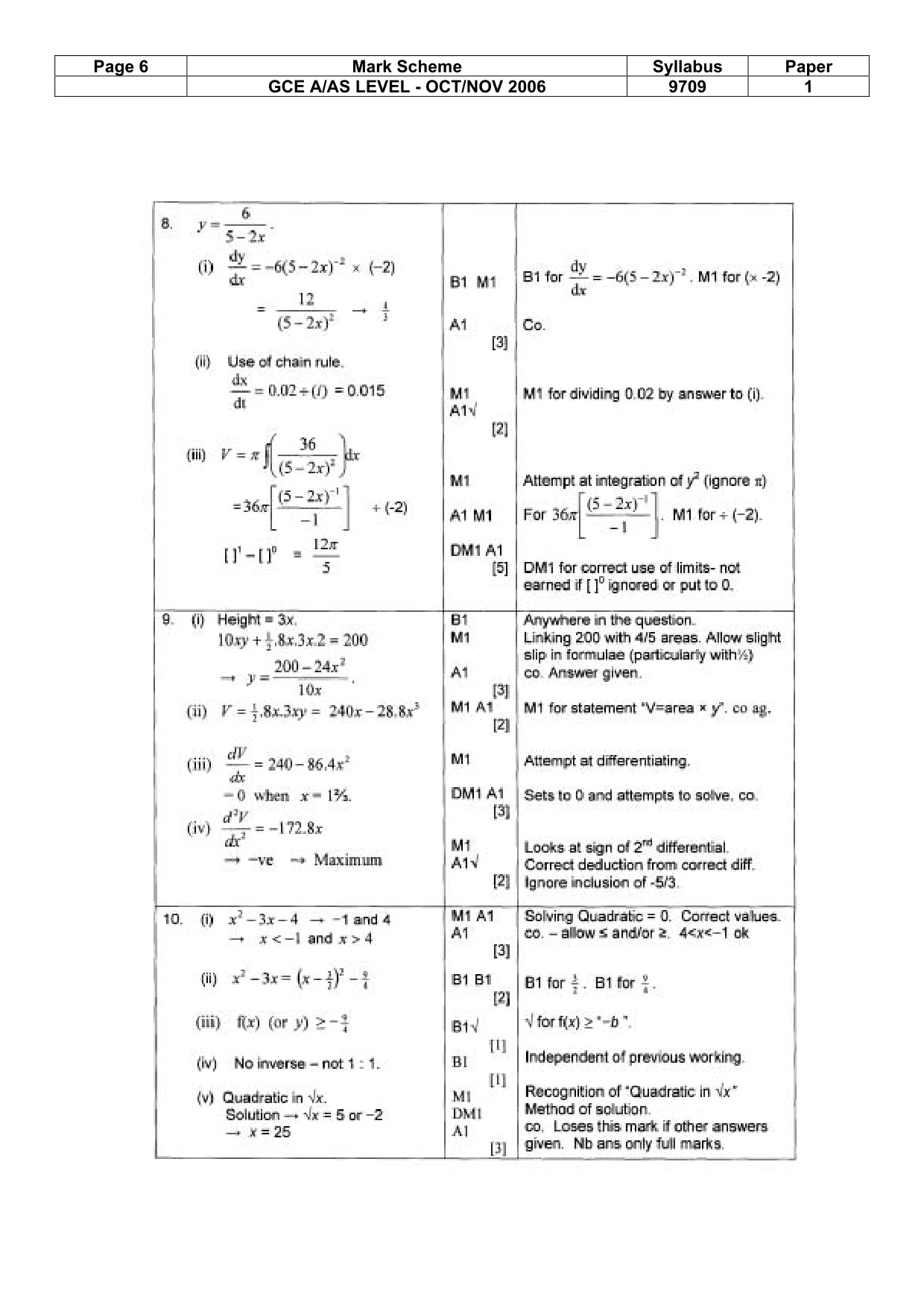 Mark scheme, page 6 of 6