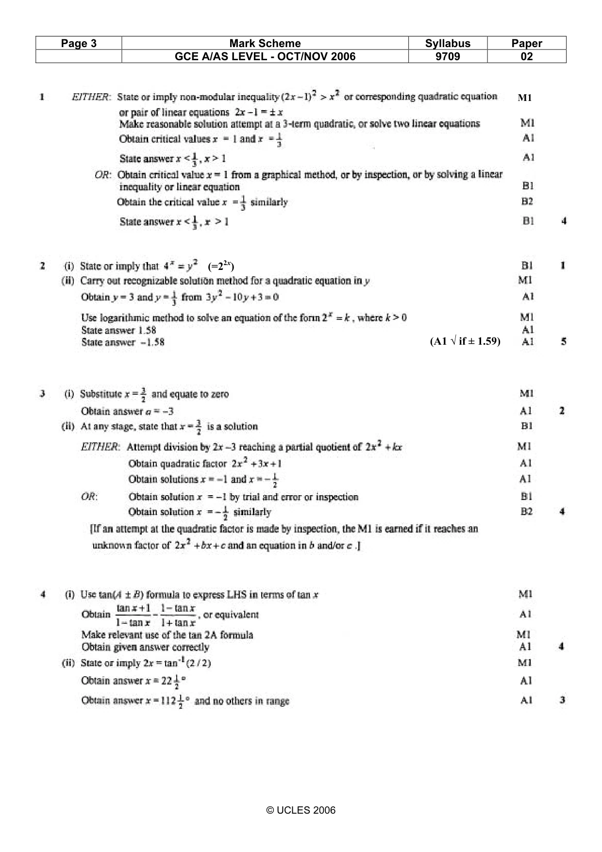 Mark scheme, page 4 of 5