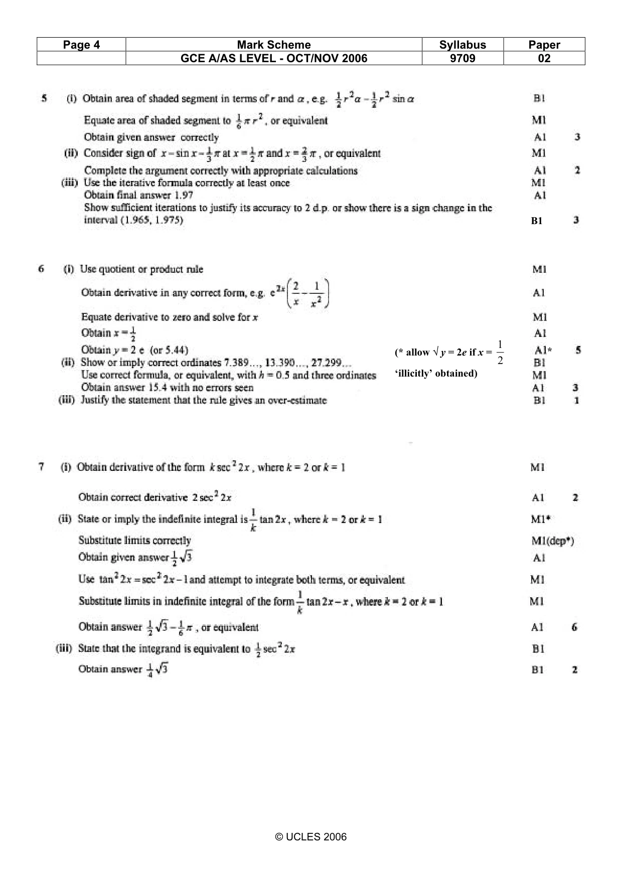 Mark scheme, page 5 of 5