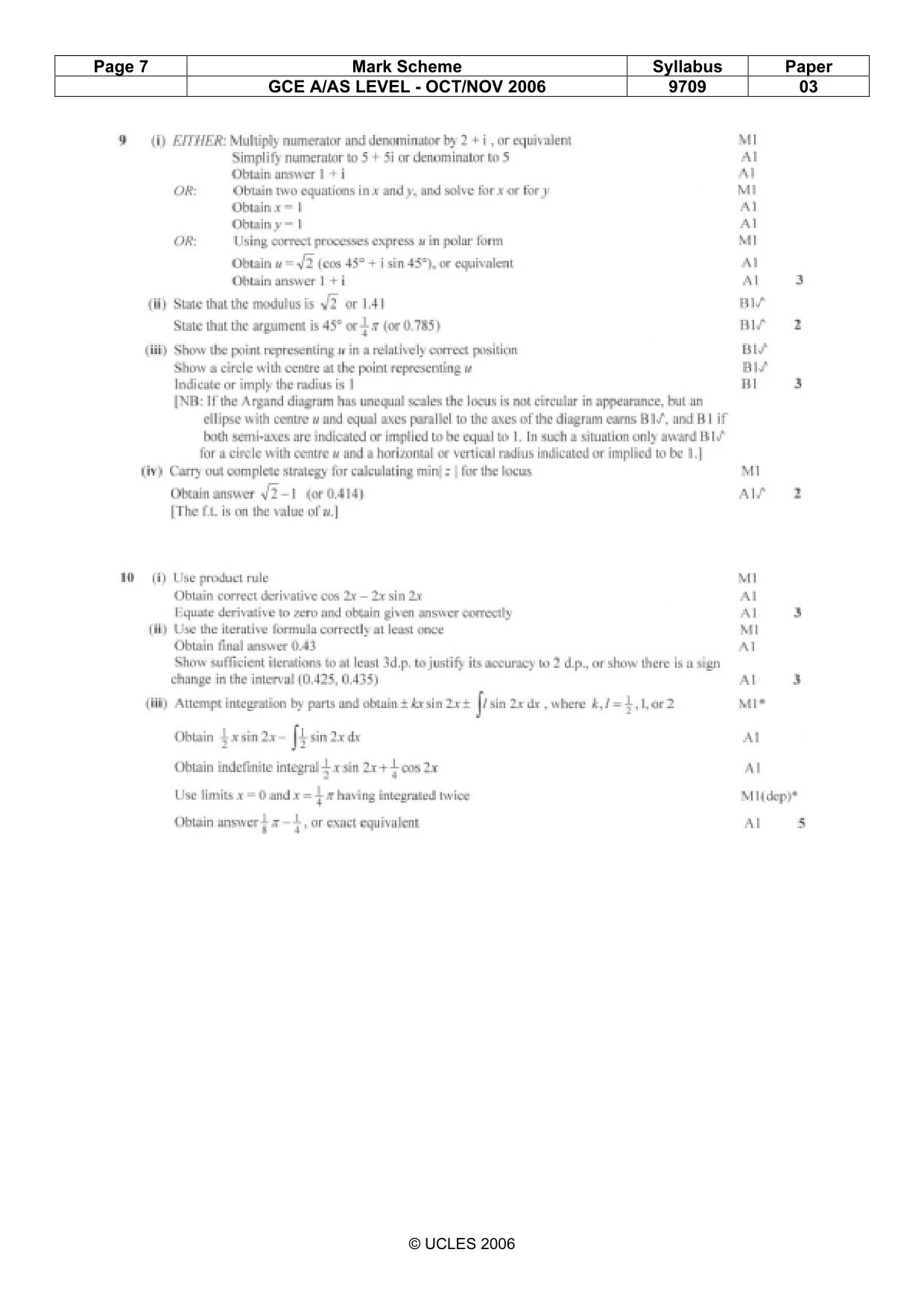 Mark scheme, page 7 of 7