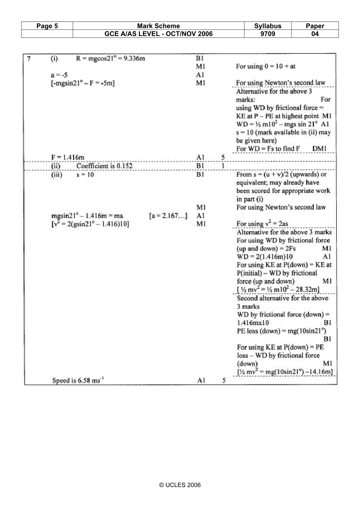 Mark scheme, page 6 of 6