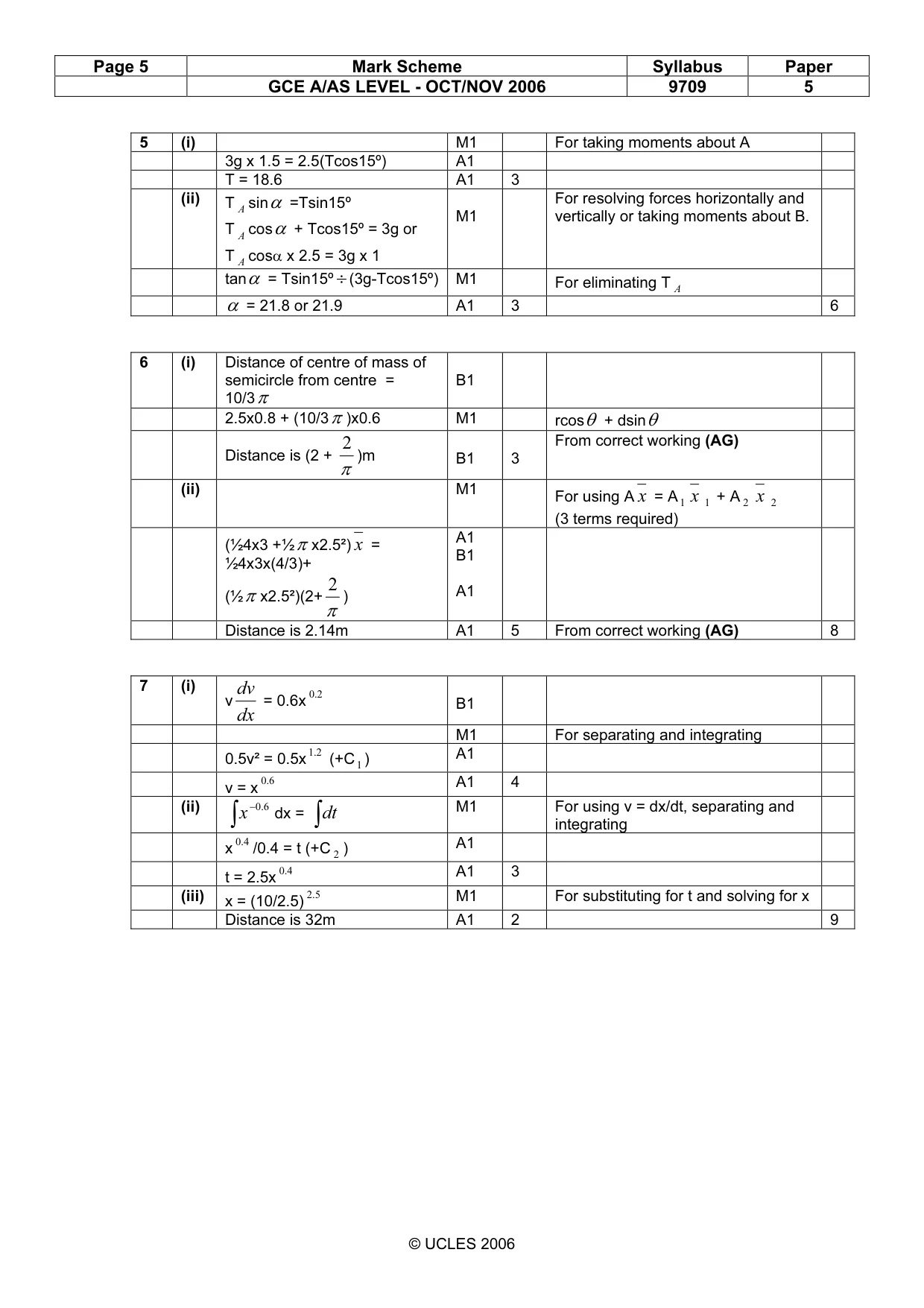 Mark scheme, page 5 of 6