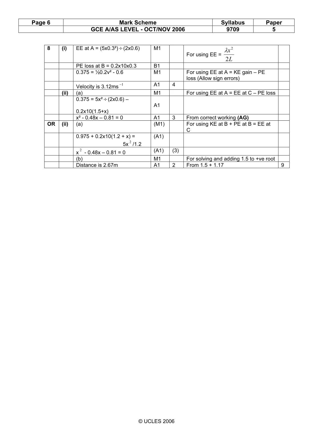 Mark scheme, page 6 of 6