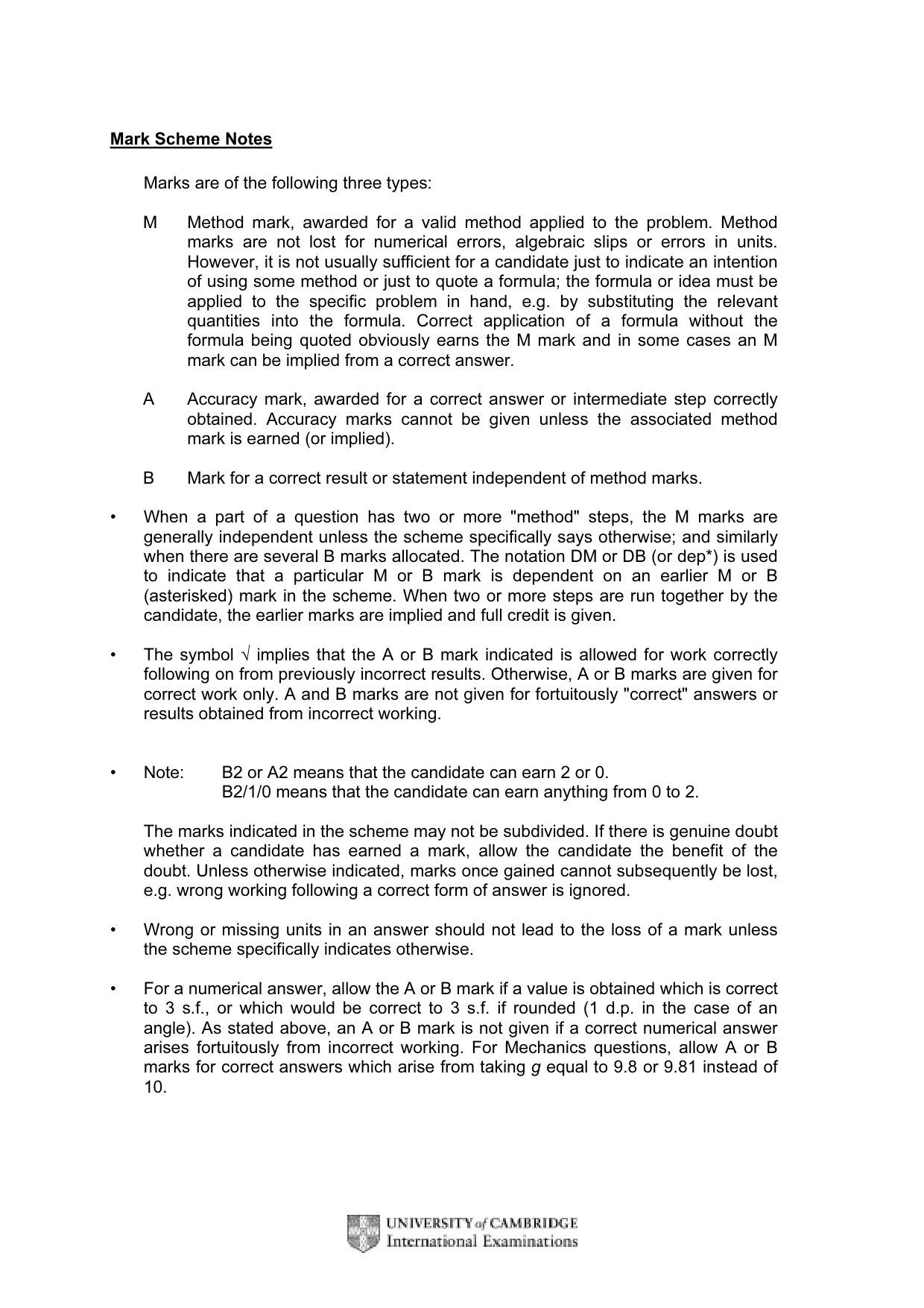 Mark scheme, page 2 of 6