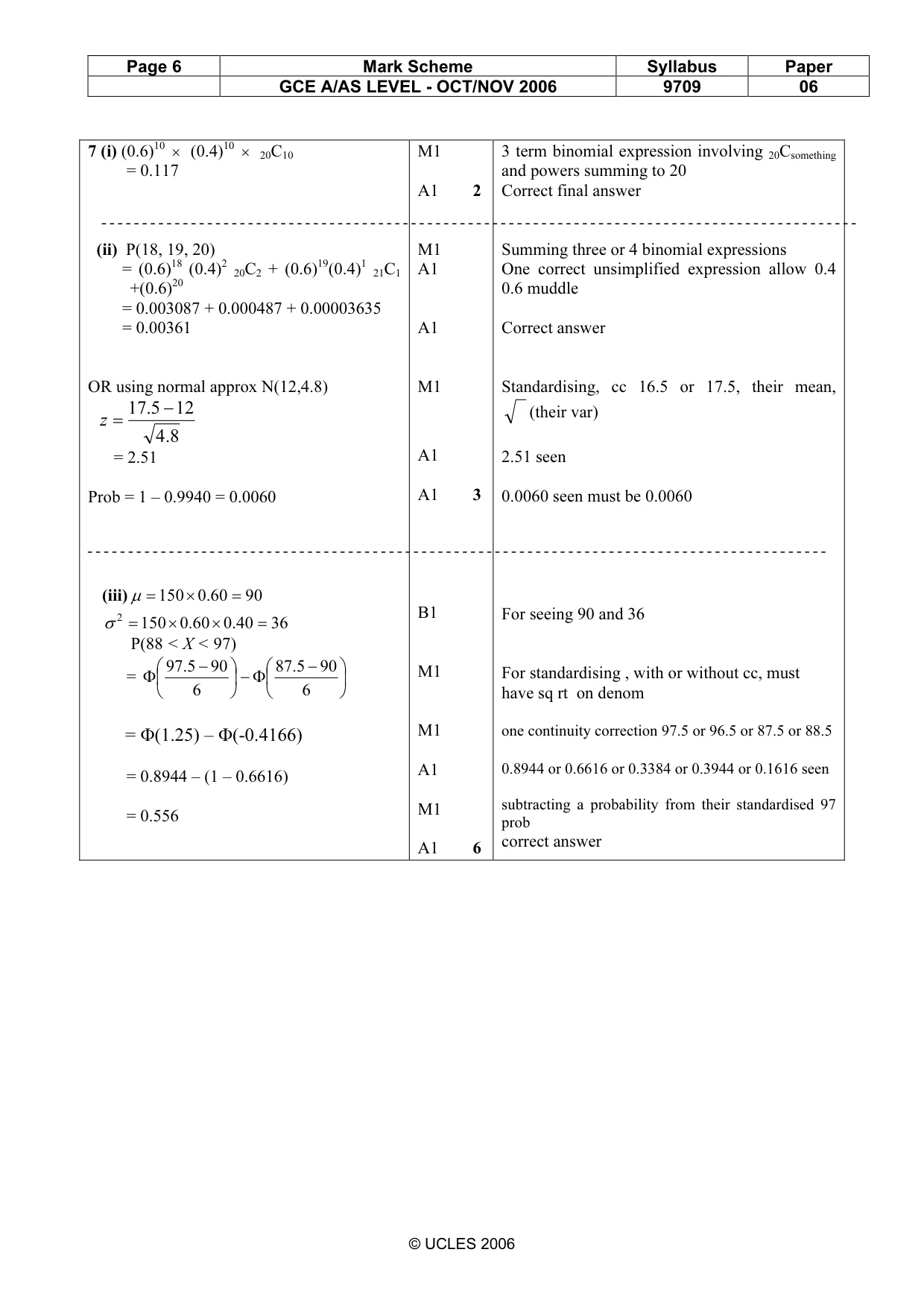 Mark scheme, page 6 of 6