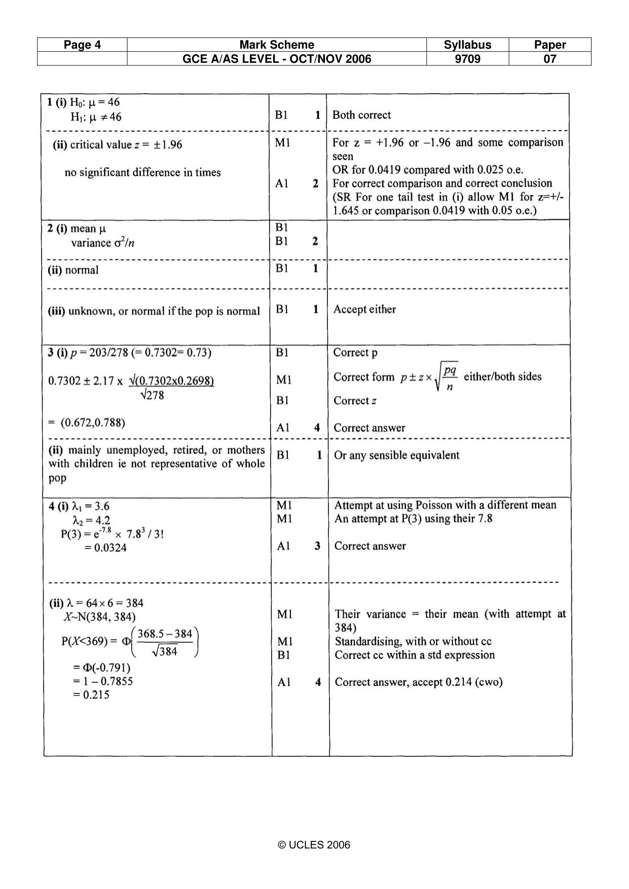 Mark scheme, page 4 of 6