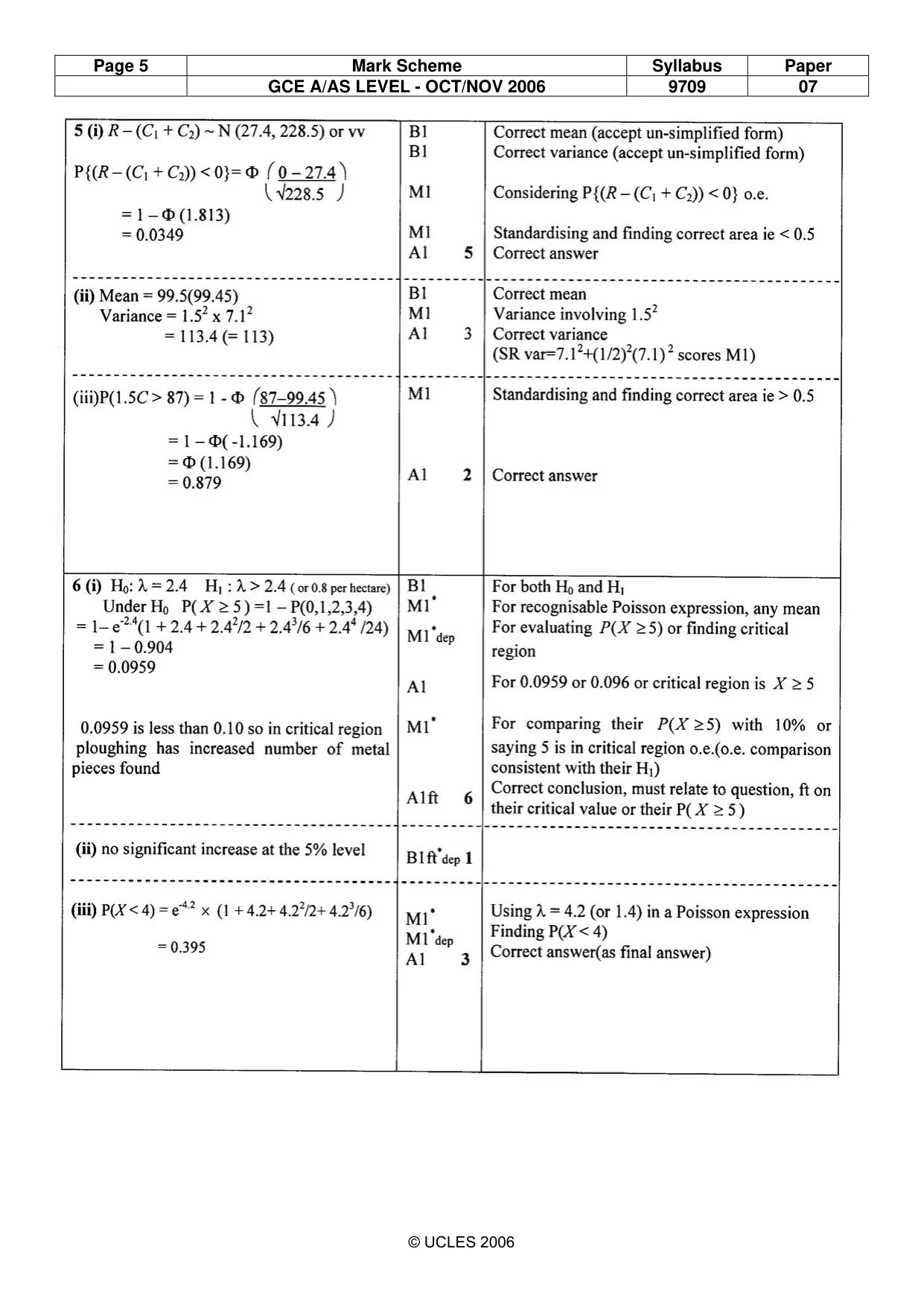 Mark scheme, page 5 of 6