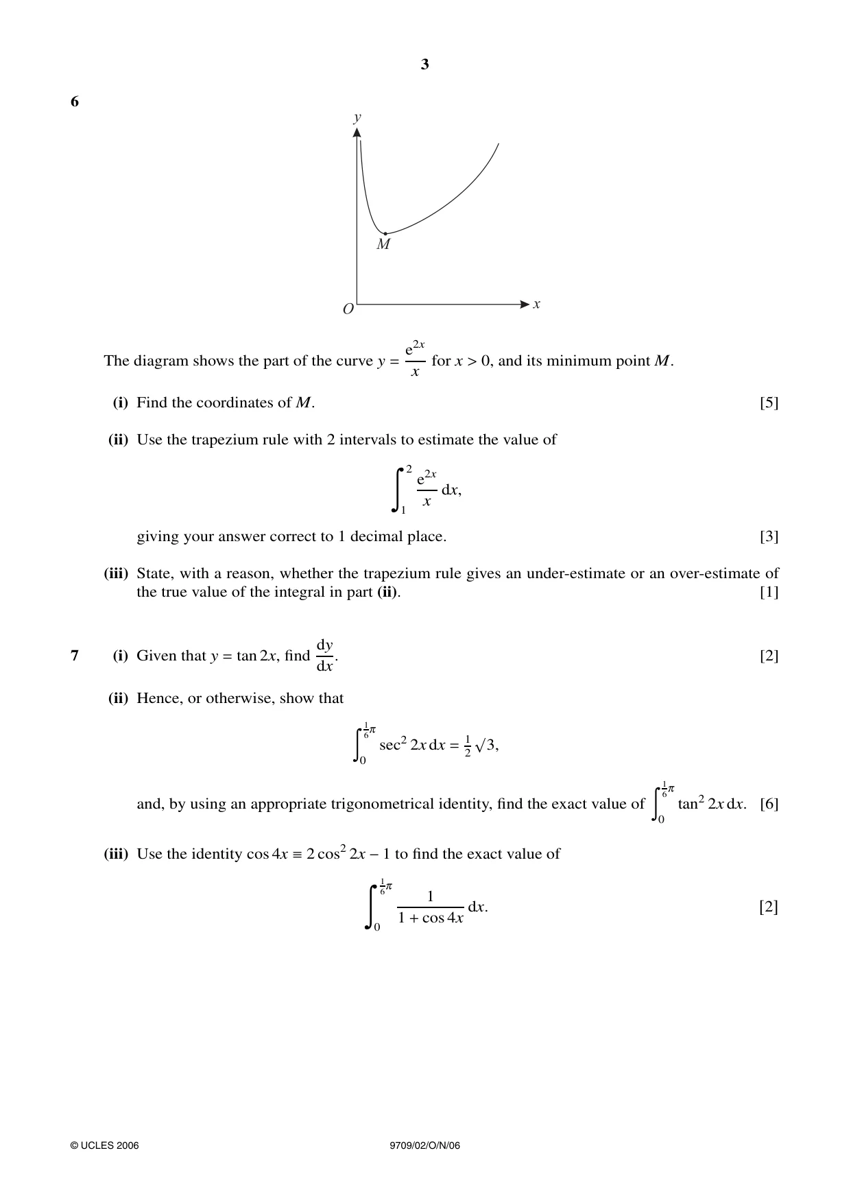 Cambridge A Level Mathematics 9709 2006 Oct/Nov Paper 2 · Variant 1 question paper, page 3 of 4