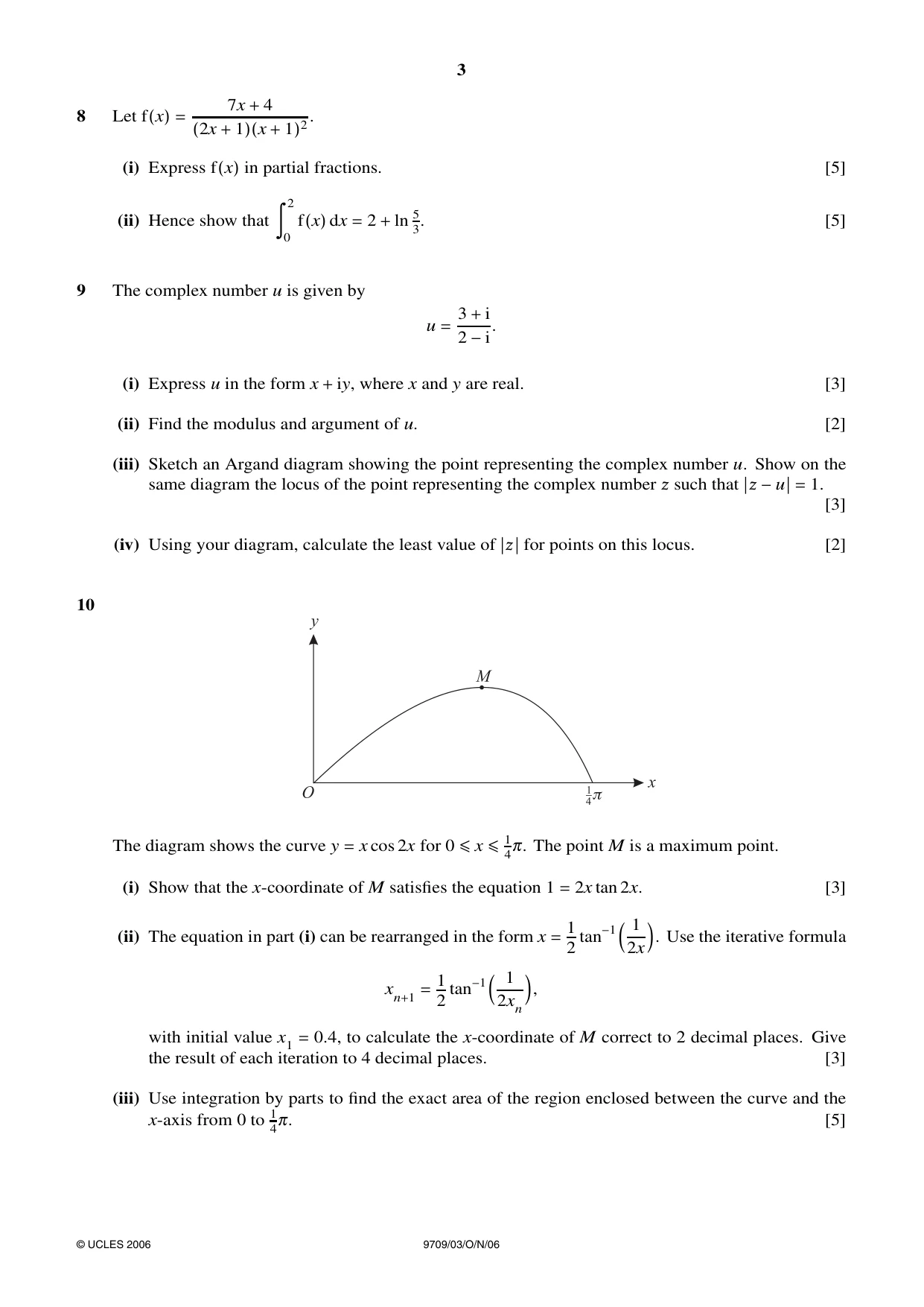 Cambridge A Level Mathematics 9709 2006 Oct/Nov Paper 3 · Variant 1 question paper, page 3 of 4