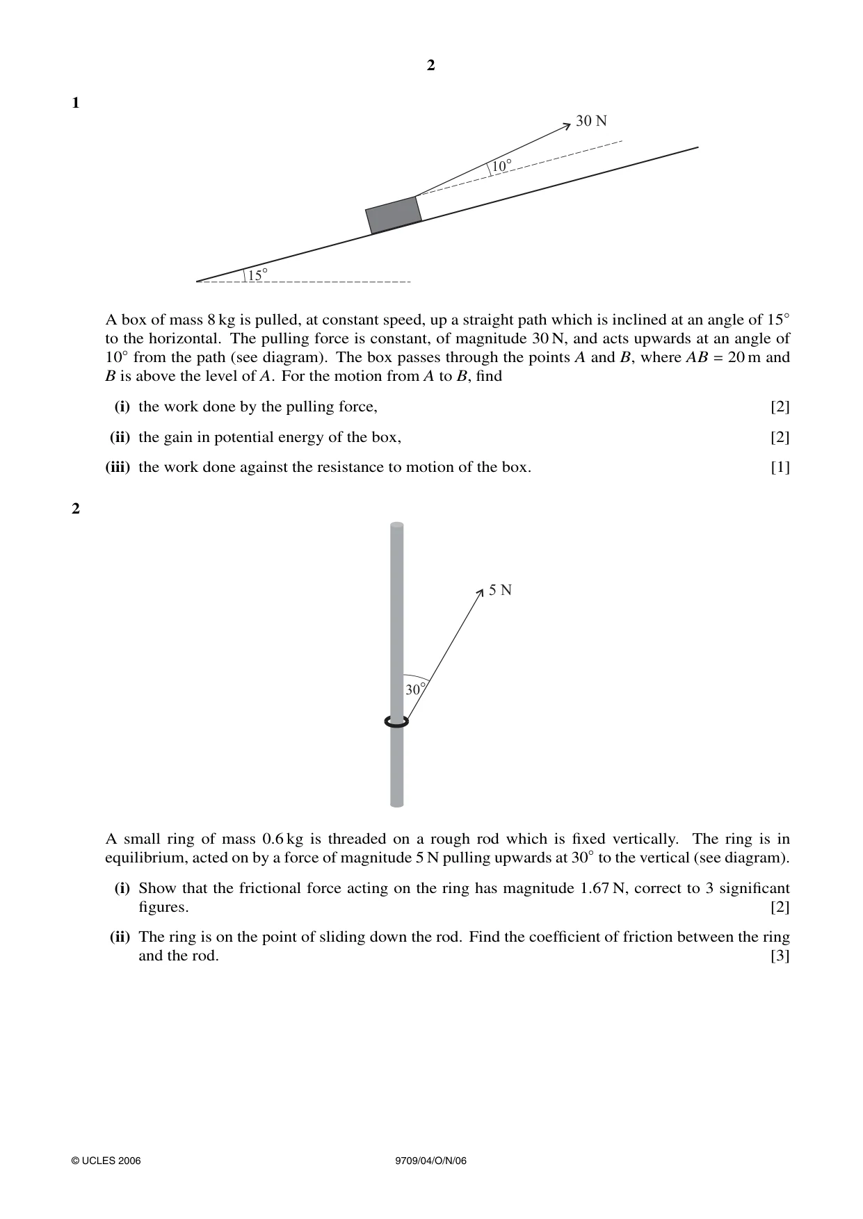 Cambridge A Level Mathematics 9709 2006 Oct/Nov Paper 4 · Variant 1 question paper, page 2 of 4