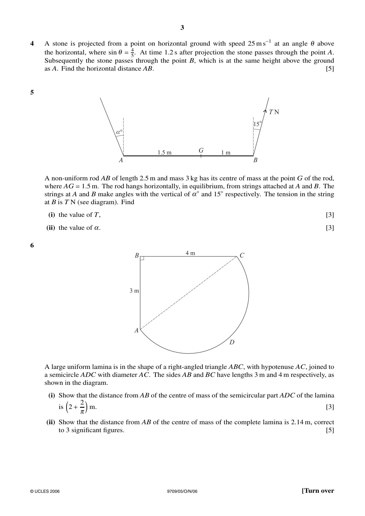 Cambridge A Level Mathematics 9709 2006 Oct/Nov Paper 5 · Variant 1 question paper, page 3 of 4