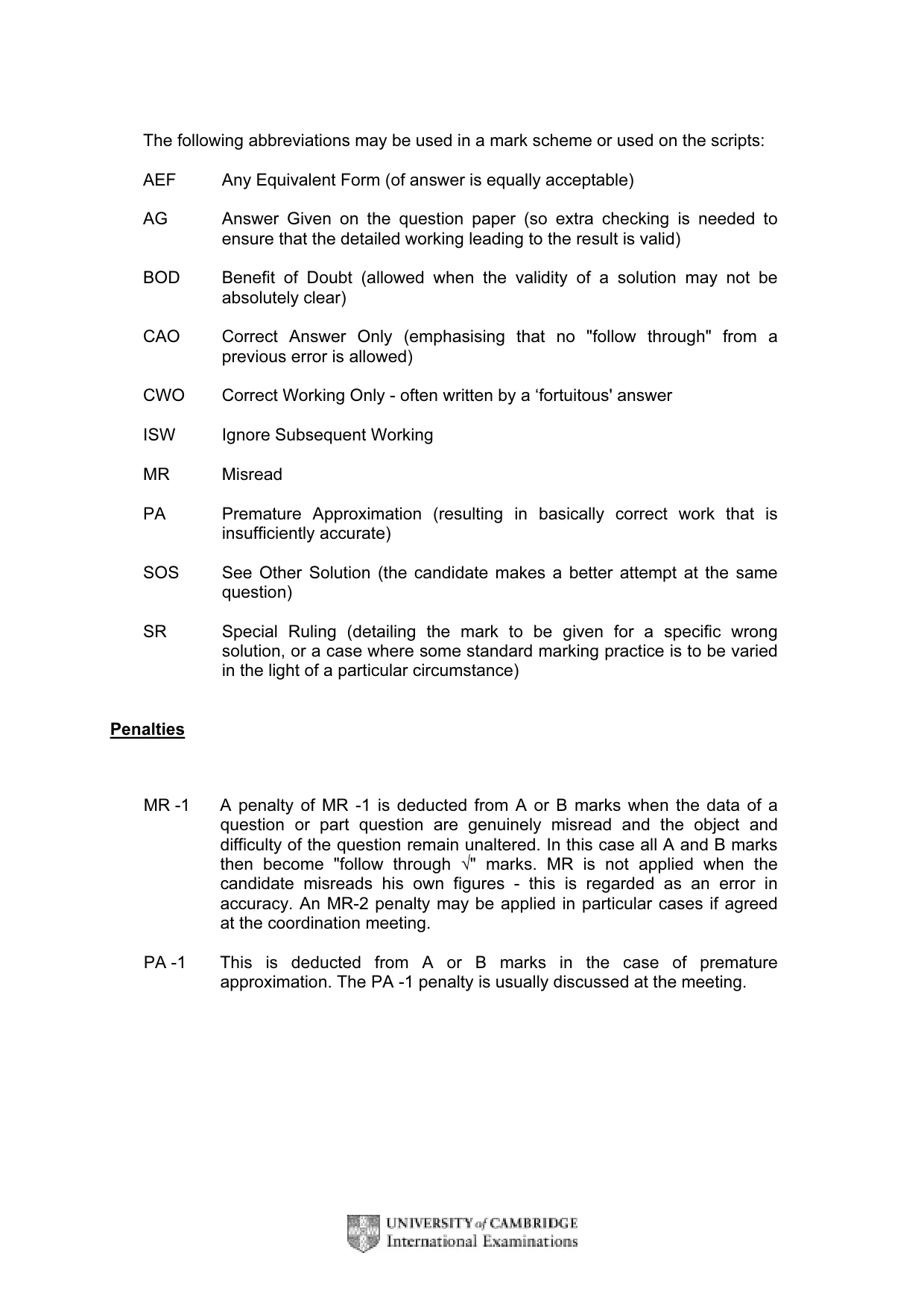 Mark scheme, page 3 of 6