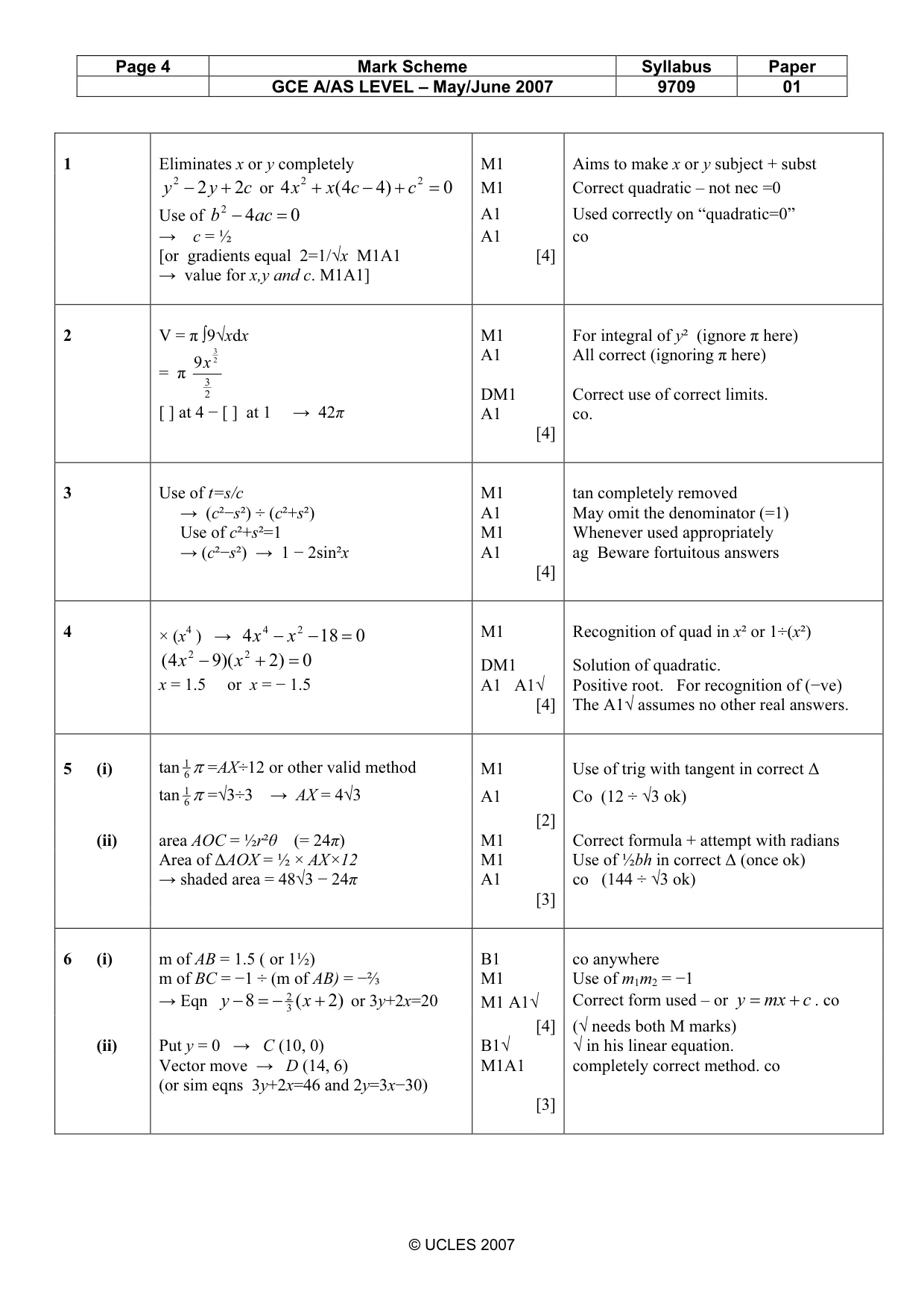 Mark scheme, page 4 of 6
