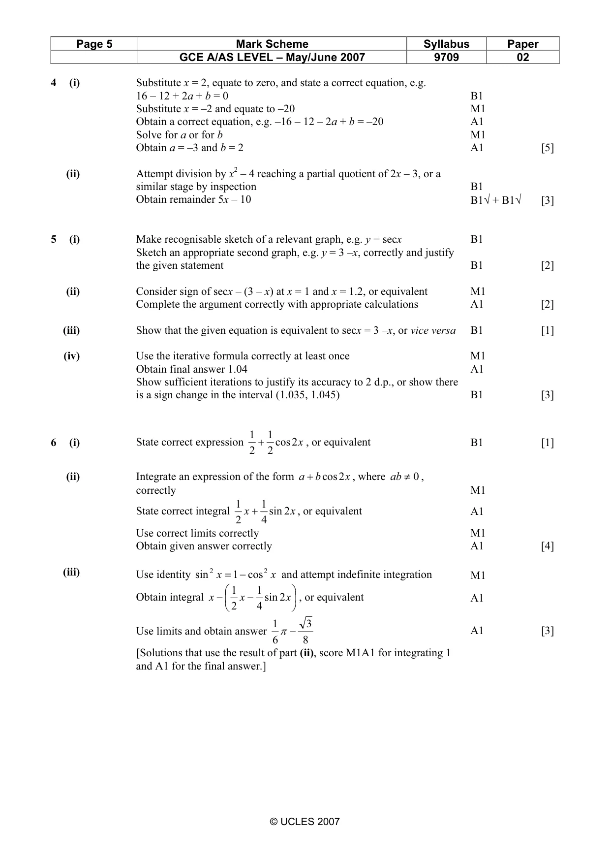 Mark scheme, page 5 of 6