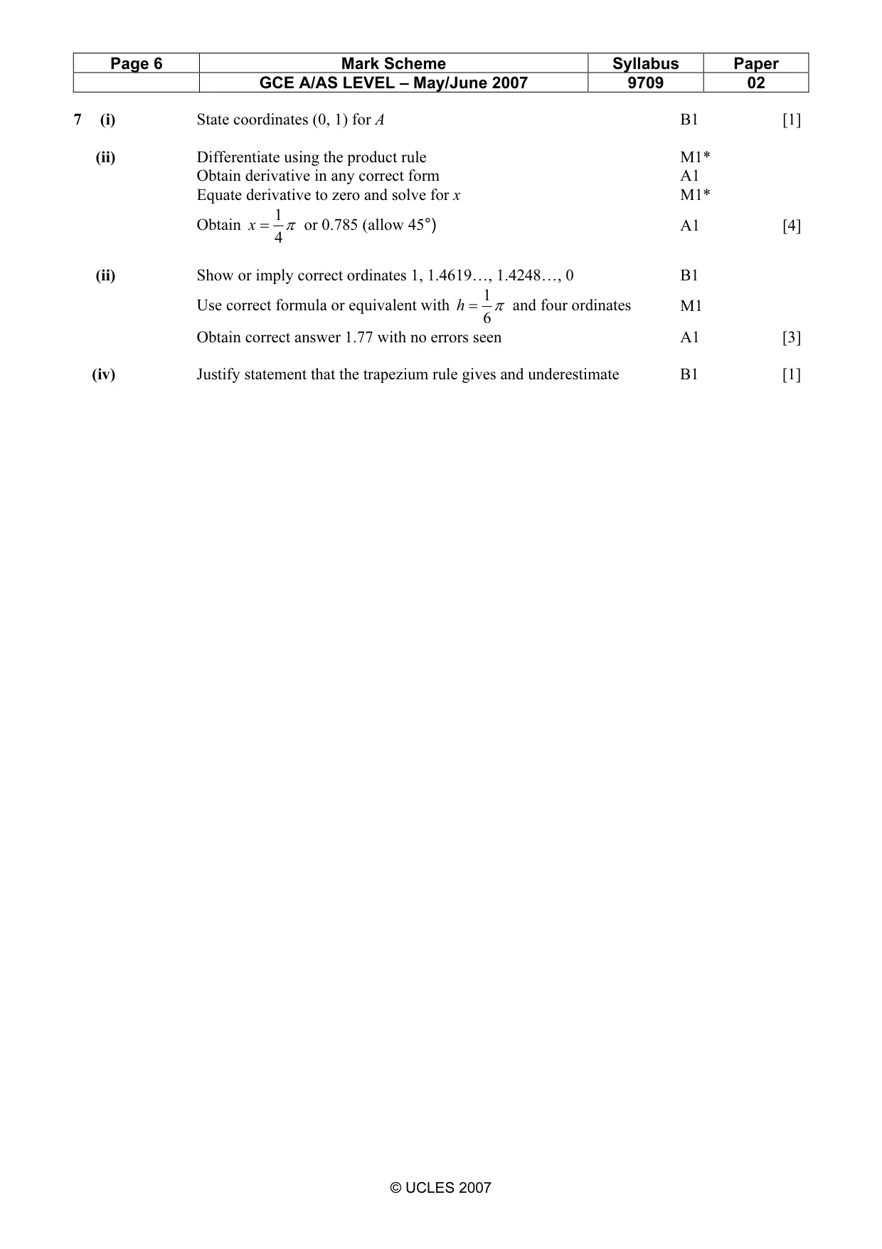 Mark scheme, page 6 of 6