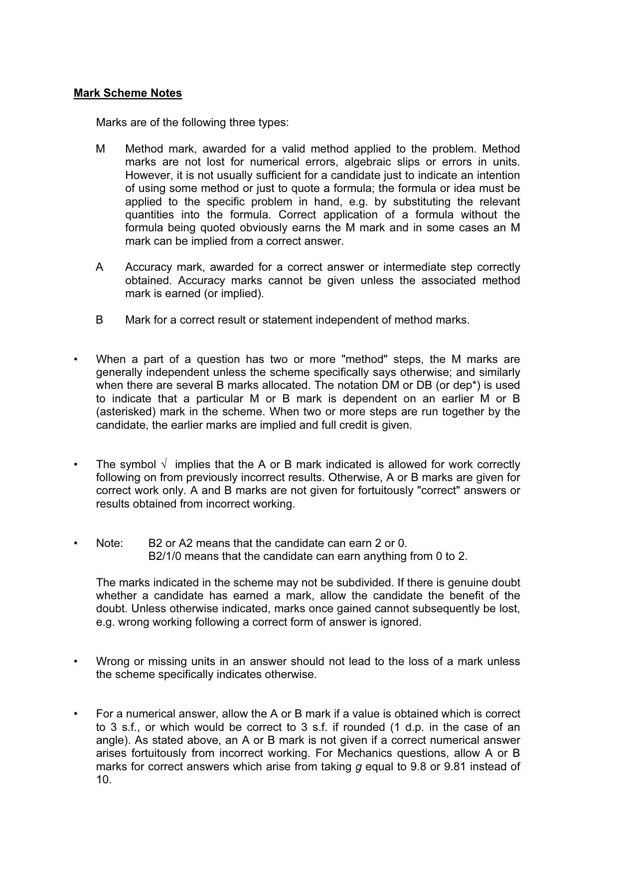 Mark scheme, page 2 of 7