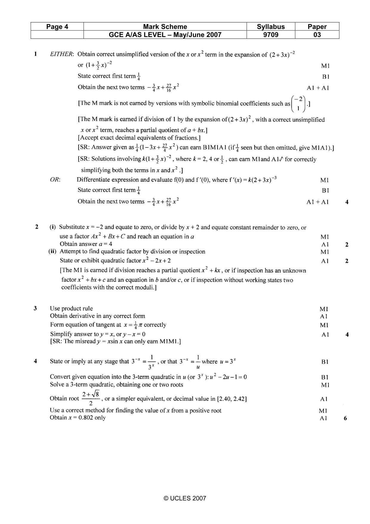 Mark scheme, page 4 of 7